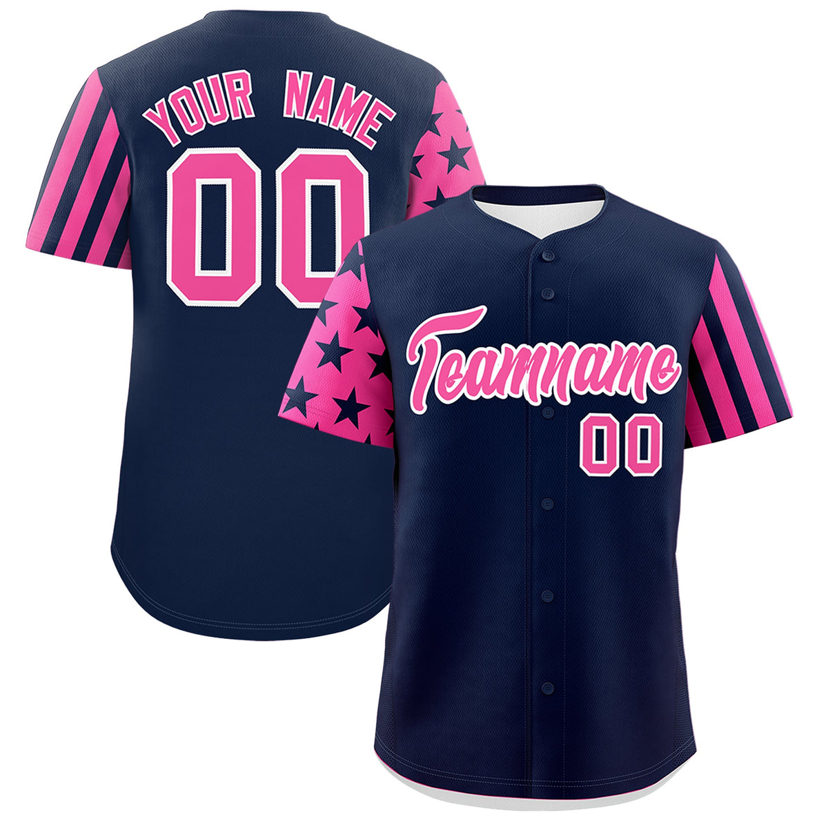 Custom Navy Pink American Flag Raglan Sleeves Baseball Jersey| KXKSHOP