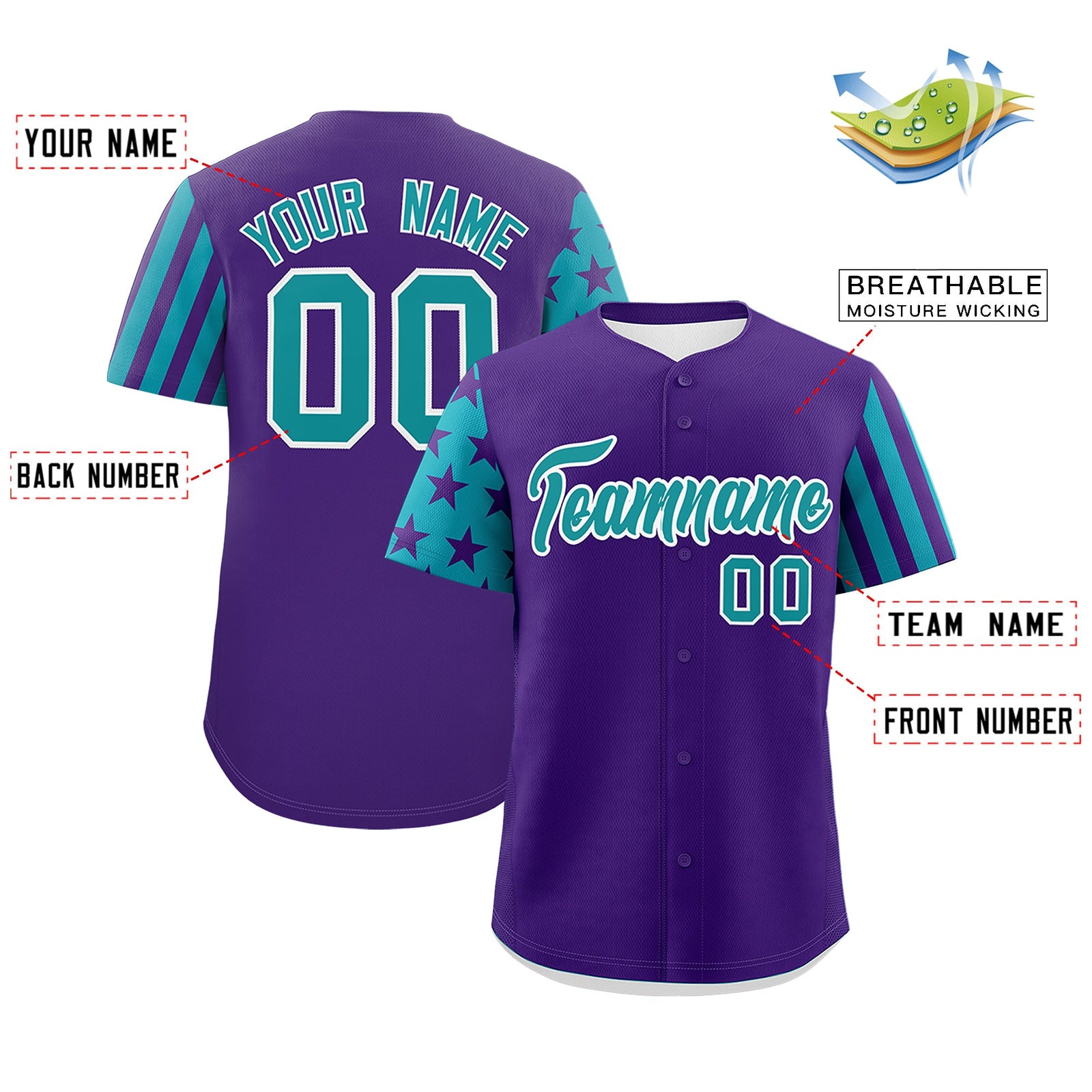 Custom Purple Teal American Flag Raglan Sleeves Baseball Jersey| KXKSHOP