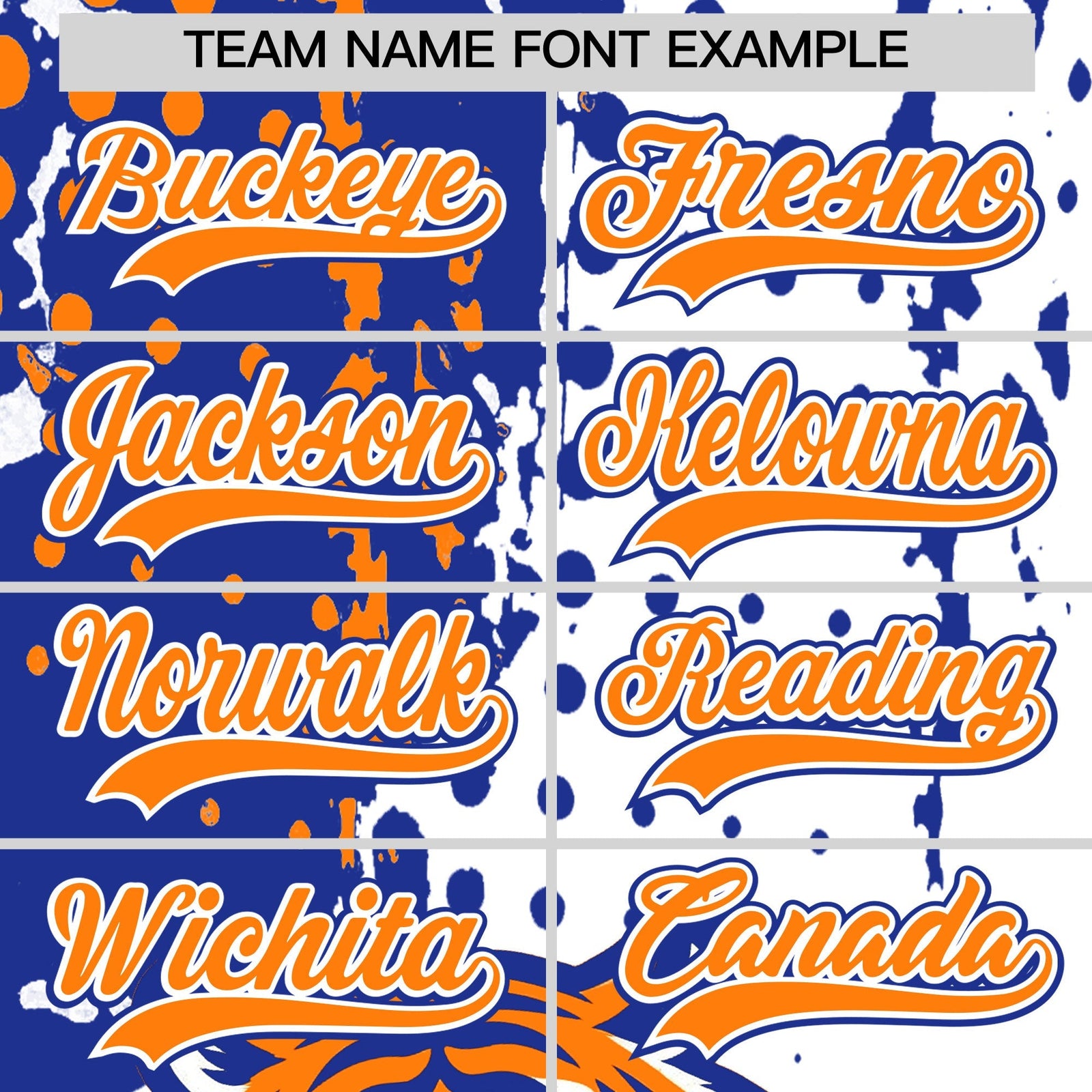 Custom White Royal Blue Orange Full-Snap Graffiti Pattern Tiger Graffiti Jersey Baseball Jersey| KXKSHOP