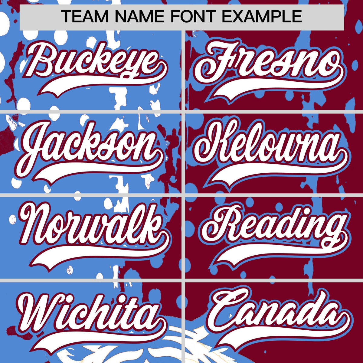 Custom Crimson Powder Blue White Full-Snap Graffiti Pattern Tiger Graffiti Jersey Baseball Jersey| KXKSHOP