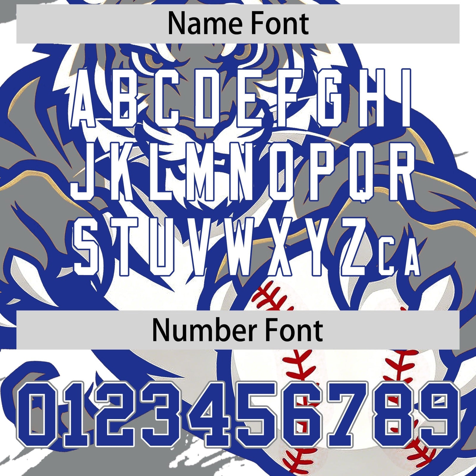 Custom White Gray Royal Blue Full-Snap Graffiti Pattern Tiger Graffiti Jersey Baseball Jersey| KXKSHOP
