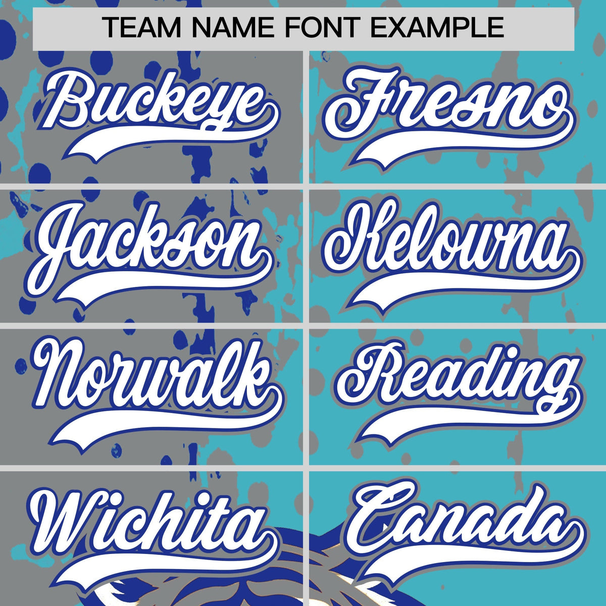 Custom Sky Blue Gray Royal Blue Full-Snap Graffiti Pattern Tiger Graffiti Jersey Baseball Jersey| KXKSHOP