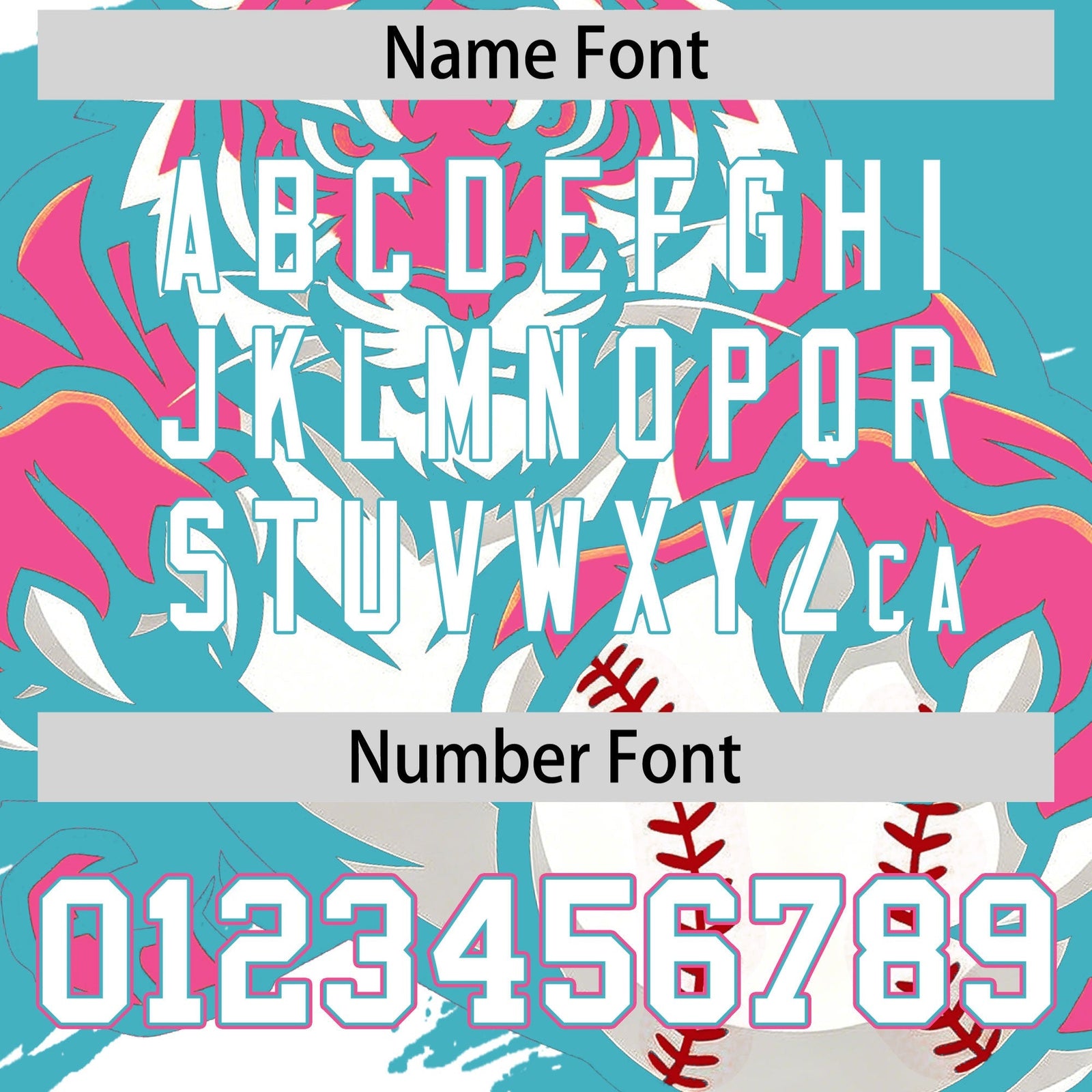 Custom Sky Blue White Pink Full-Snap Graffiti Pattern Tiger Graffiti Jersey Baseball Jersey| KXKSHOP