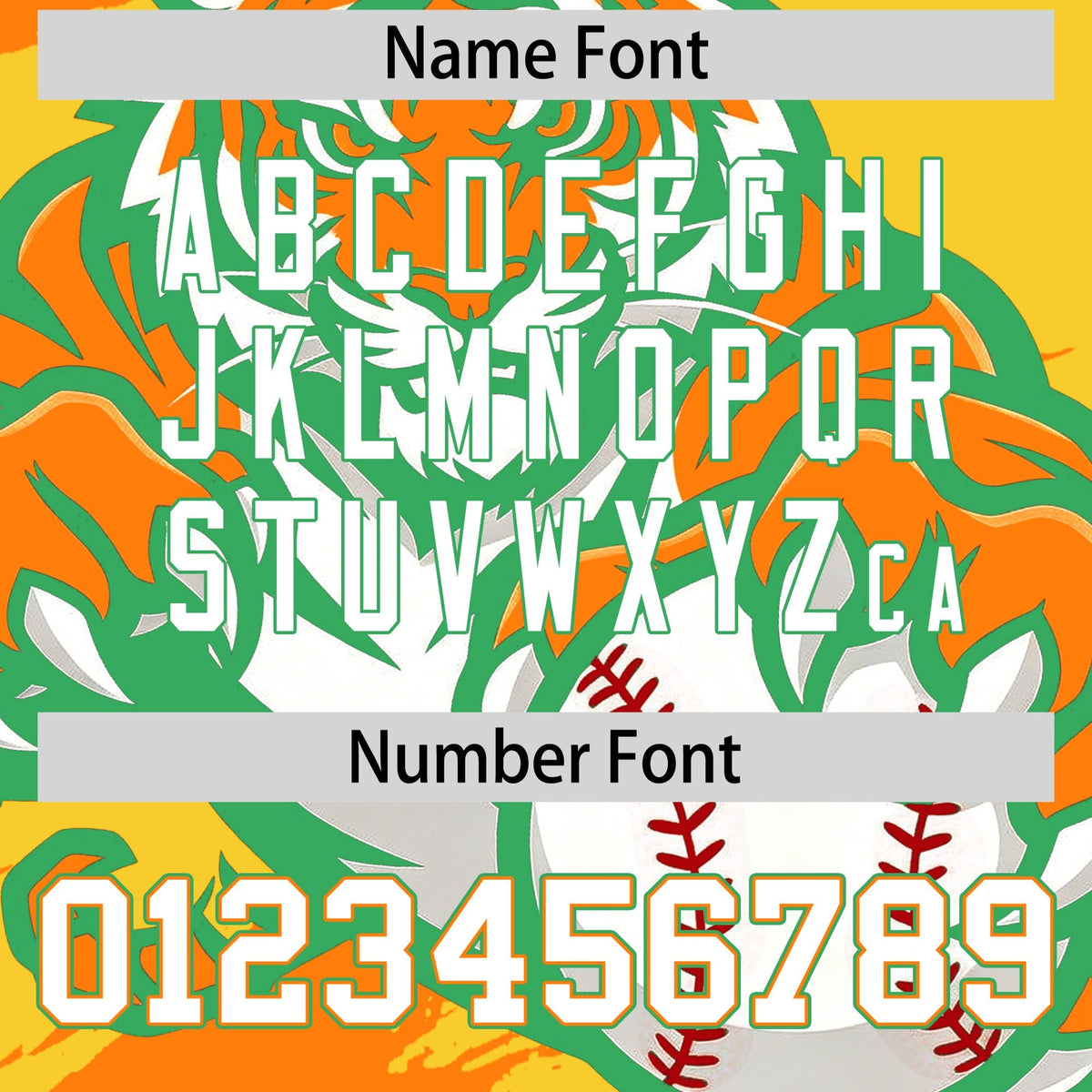 Custom Gold Orange Neon Green Full-Snap Graffiti Pattern Tiger Graffiti Jersey Baseball Jersey| KXKSHOP