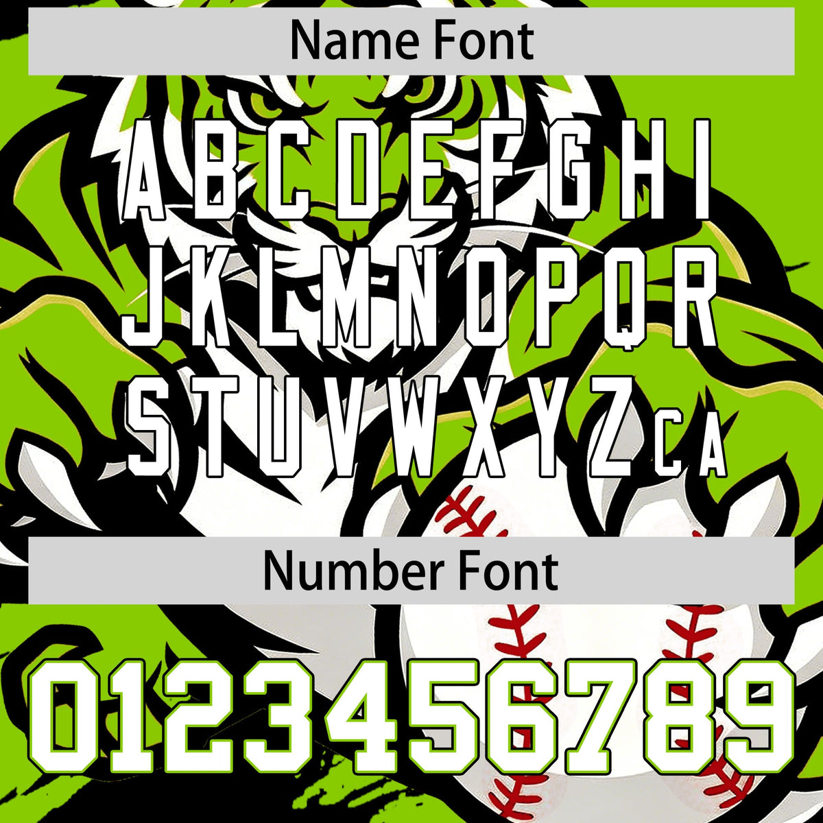 Custom Neon Green Black White Full-Snap Graffiti Pattern Tiger Graffiti Jersey Baseball Jersey| KXKSHOP