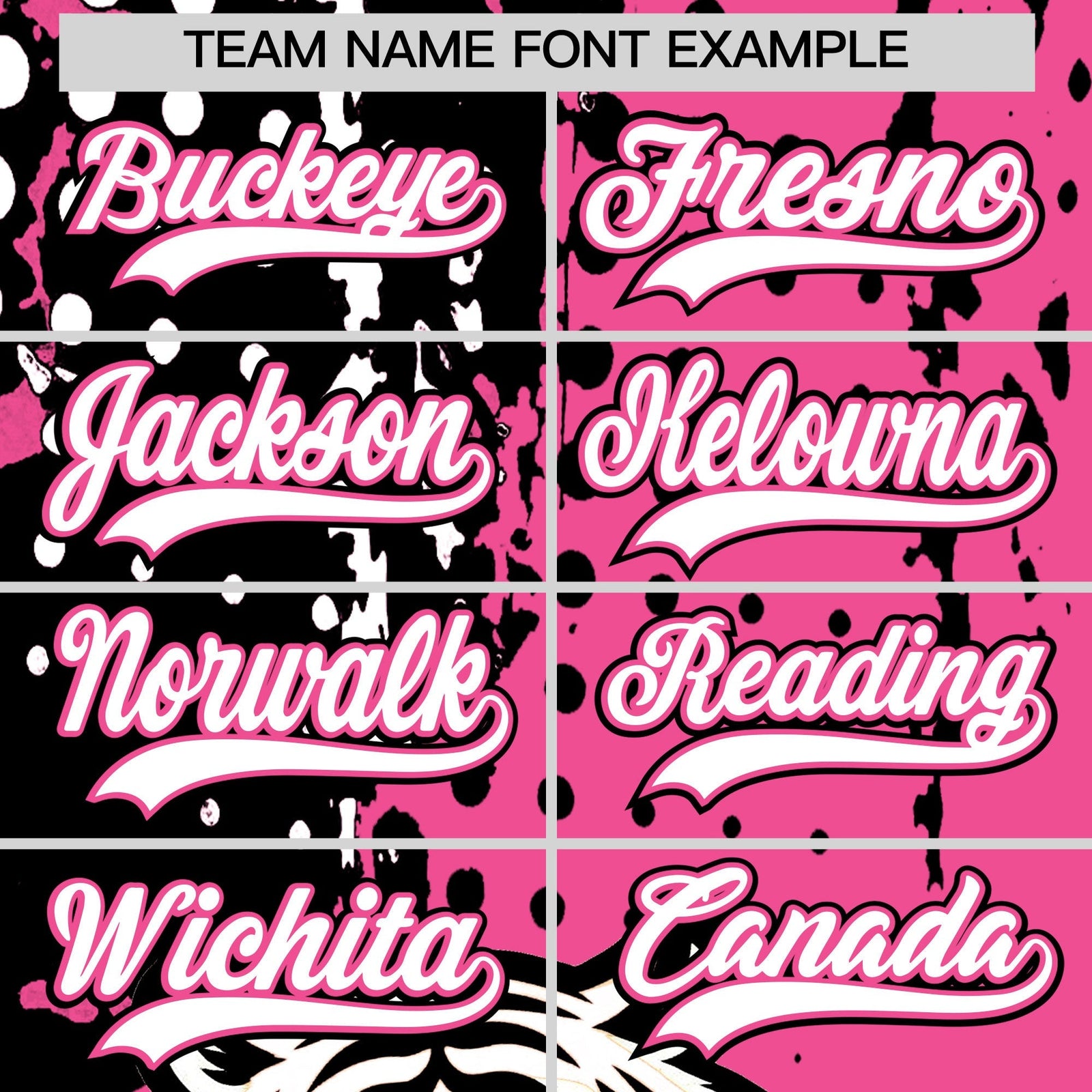 Custom Pink Black White Full-Snap Graffiti Pattern Tiger Graffiti Jersey Baseball Jersey| KXKSHOP