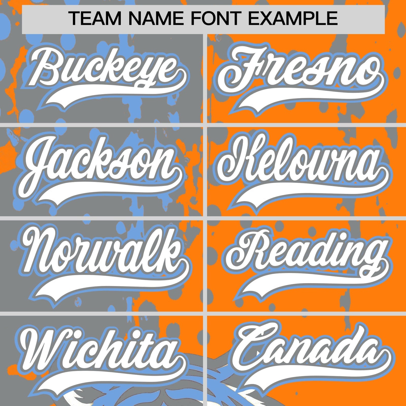 Custom Orange Silver Light Blue Full-Snap Graffiti Pattern Tiger Graffiti Jersey Baseball Jersey| KXKSHOP