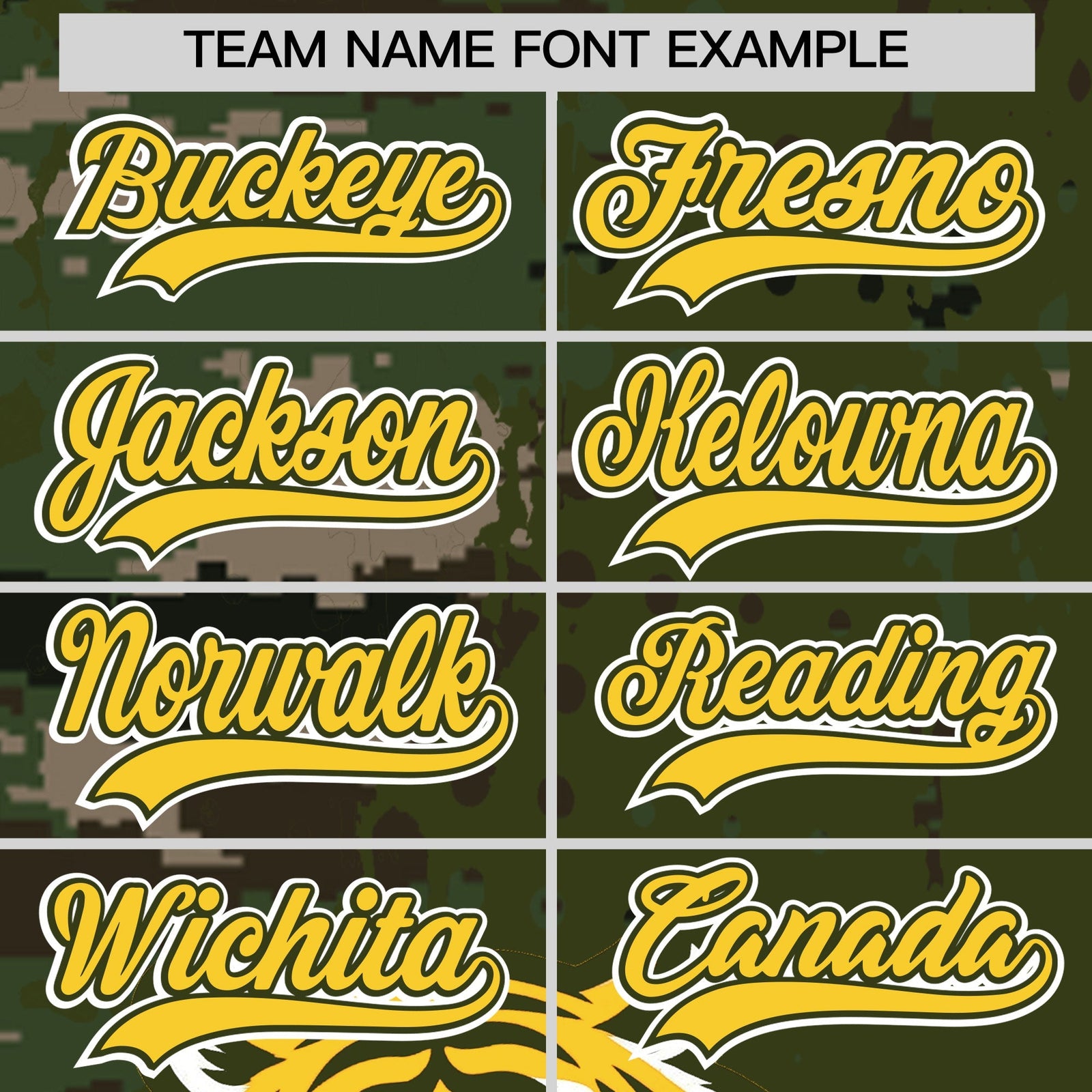 Custom Olive Camo Gold Full-Snap Graffiti Pattern Tiger Graffiti Jersey Baseball Jersey| KXKSHOP