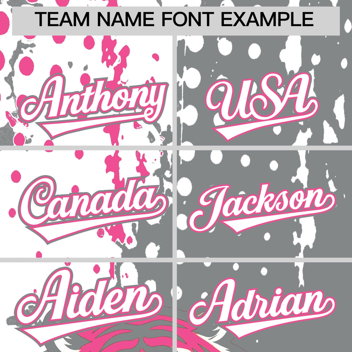 Custom Gray White Pink Full-Snap Graffiti Pattern Tiger Graffiti Jersey Baseball Jersey| KXKSHOP