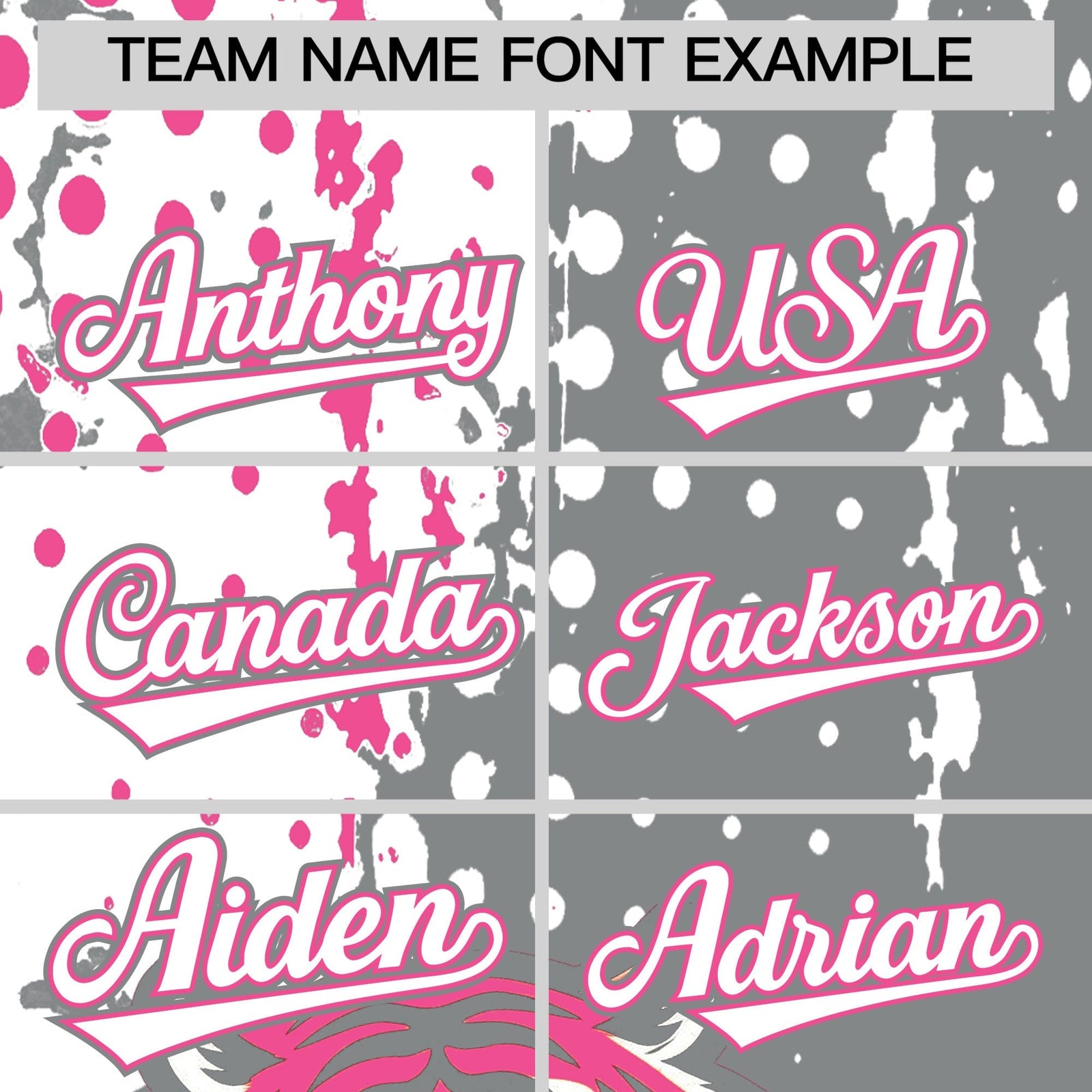 Custom Gray White Pink Full-Snap Graffiti Pattern Tiger Graffiti Jersey Baseball Jersey| KXKSHOP