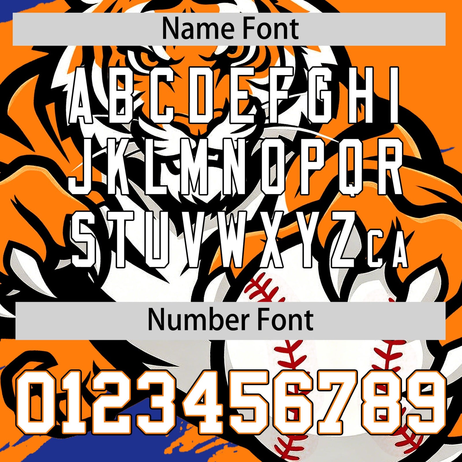 Custom Orange Royal Blue Black Full-Snap Graffiti Pattern Tiger Graffiti Jersey Baseball Jersey| KXKSHOP