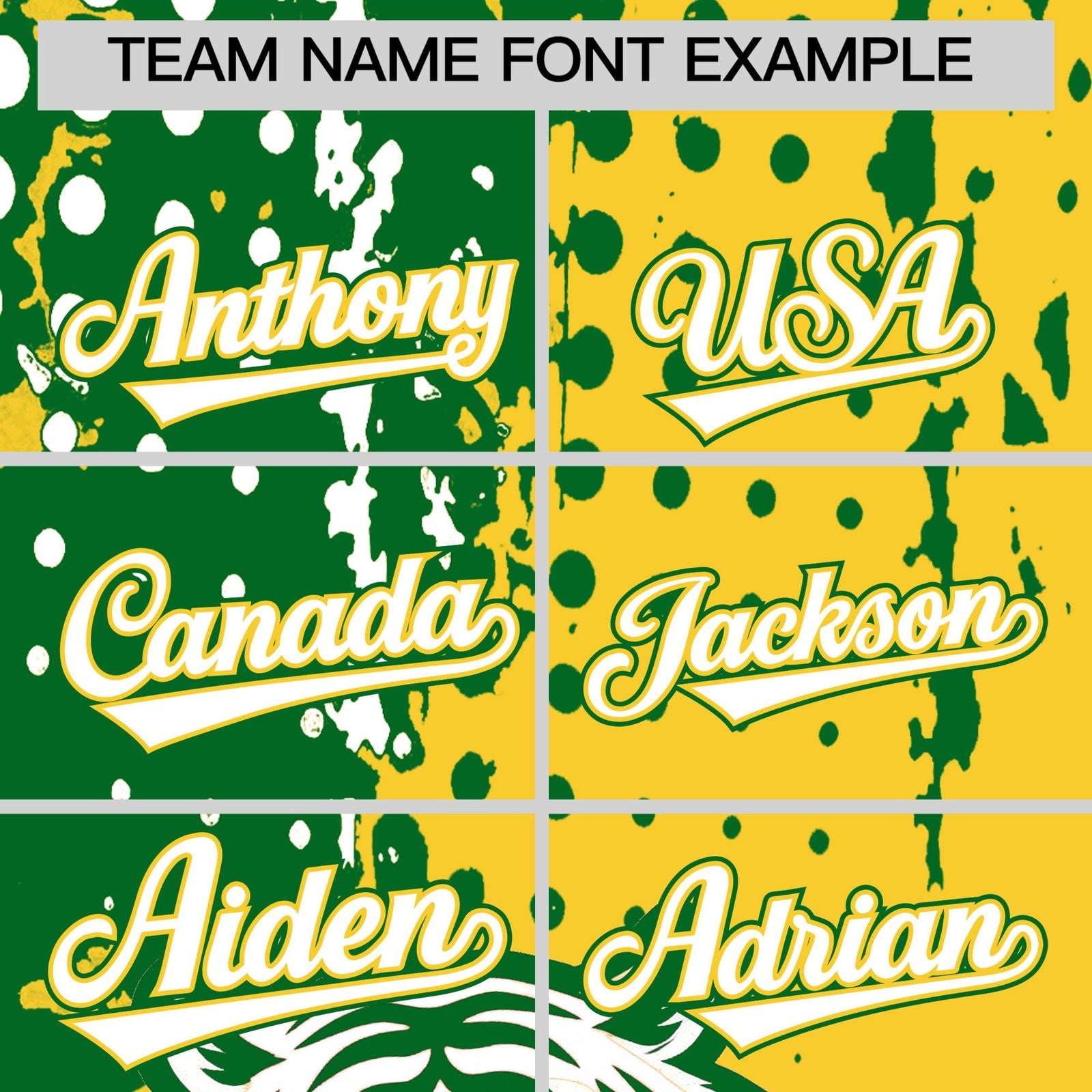 Custom Gold Kelly Green White Full-Snap Graffiti Pattern Tiger Graffiti Jersey Baseball Jersey| KXKSHOP