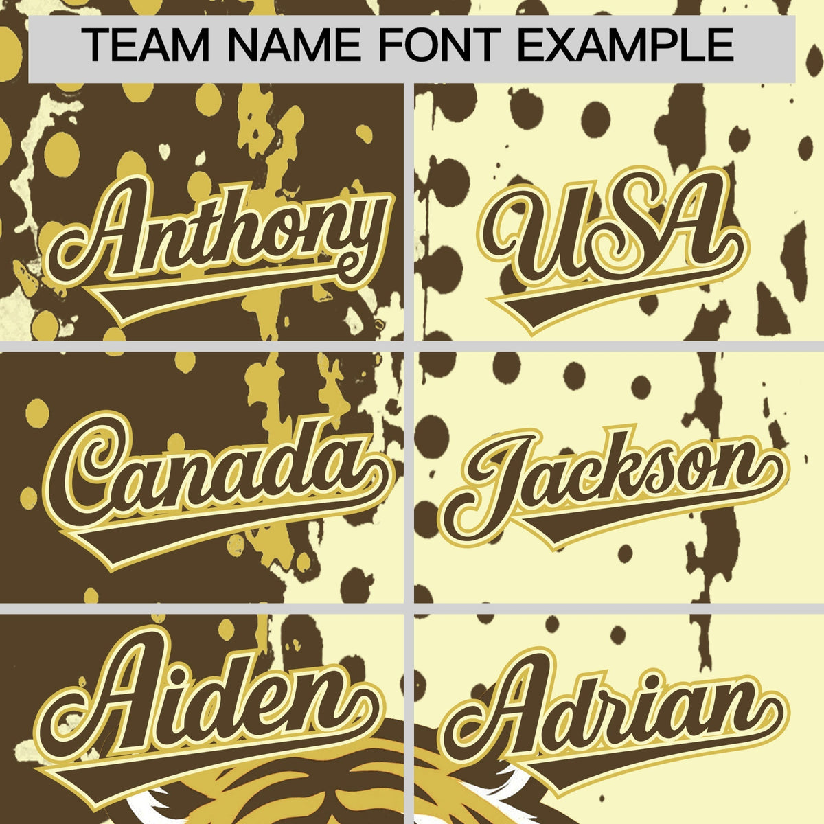 Custom Cream Light Brown Old Gold Full-Snap Graffiti Pattern Tiger Graffiti Jersey Baseball Jersey| KXKSHOP