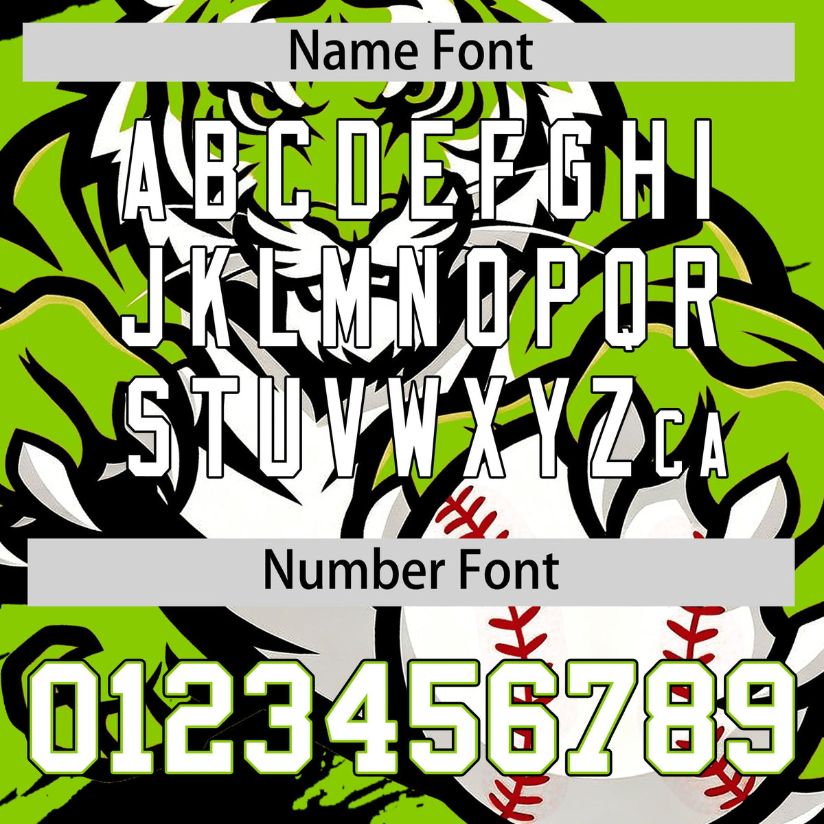 Custom Neon Green Black White Full-Snap Graffiti Pattern Tiger Graffiti Jersey Baseball Jersey| KXKSHOP