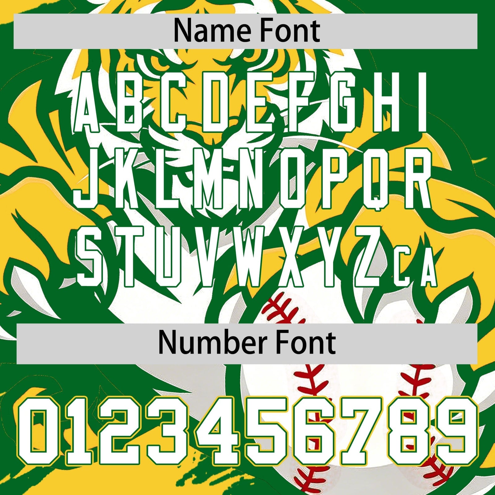 Custom Kelly Green Gold White Full-Snap Graffiti Pattern Tiger Graffiti Jersey Baseball Jersey| KXKSHOP