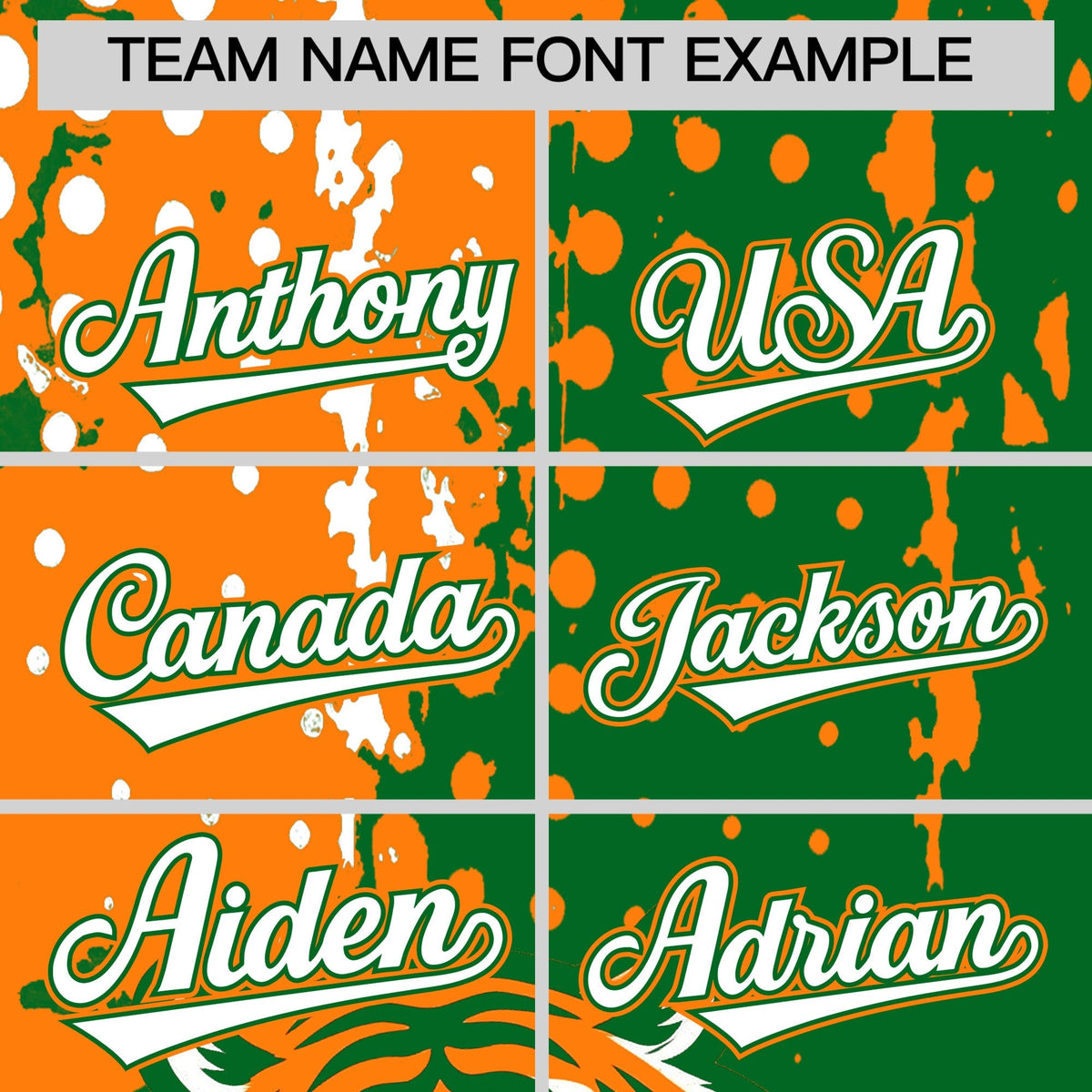 Custom Kelly Green Orange White Full-Snap Graffiti Pattern Tiger Graffiti Jersey Baseball Jersey| KXKSHOP