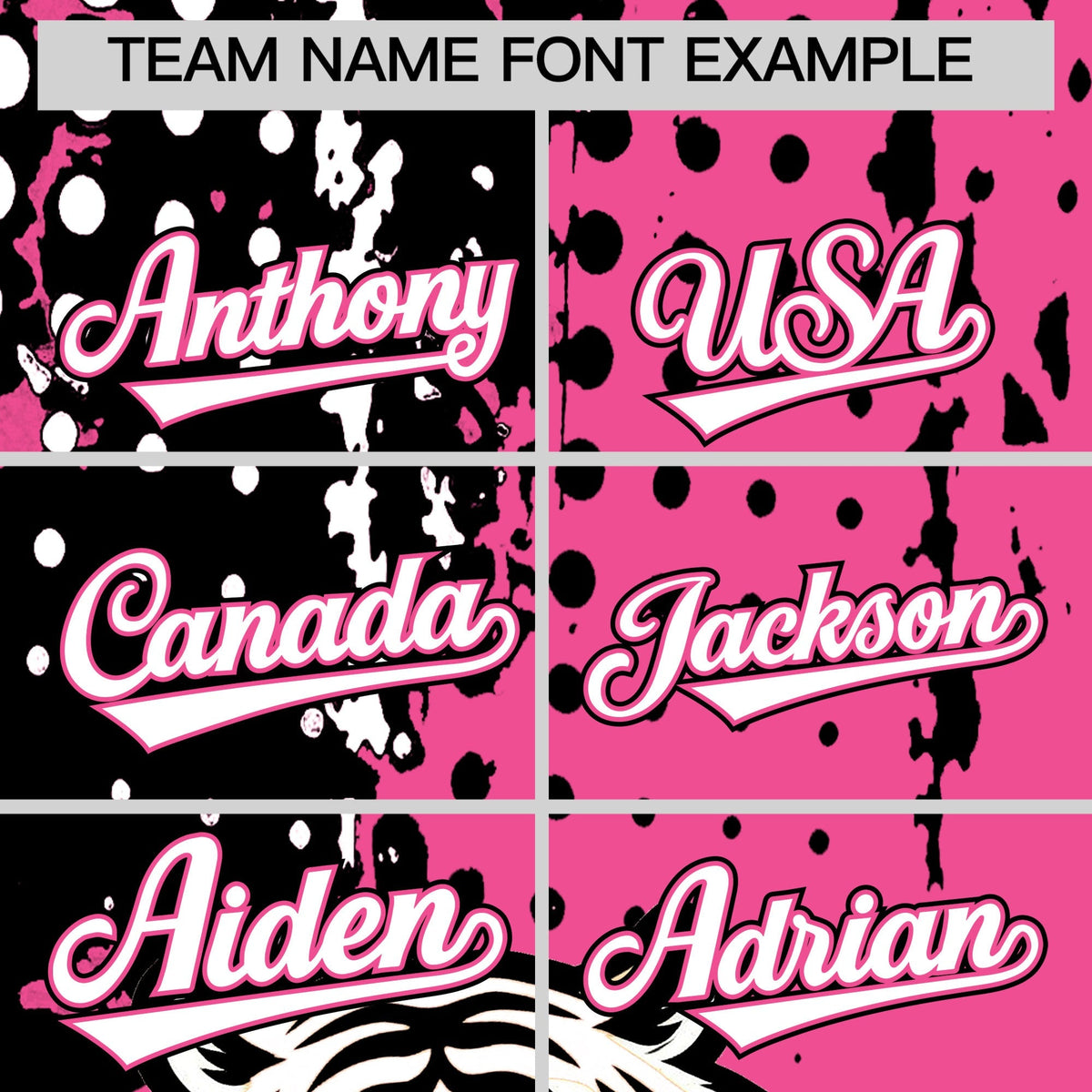 Custom Pink Black White Full-Snap Graffiti Pattern Tiger Graffiti Jersey Baseball Jersey| KXKSHOP