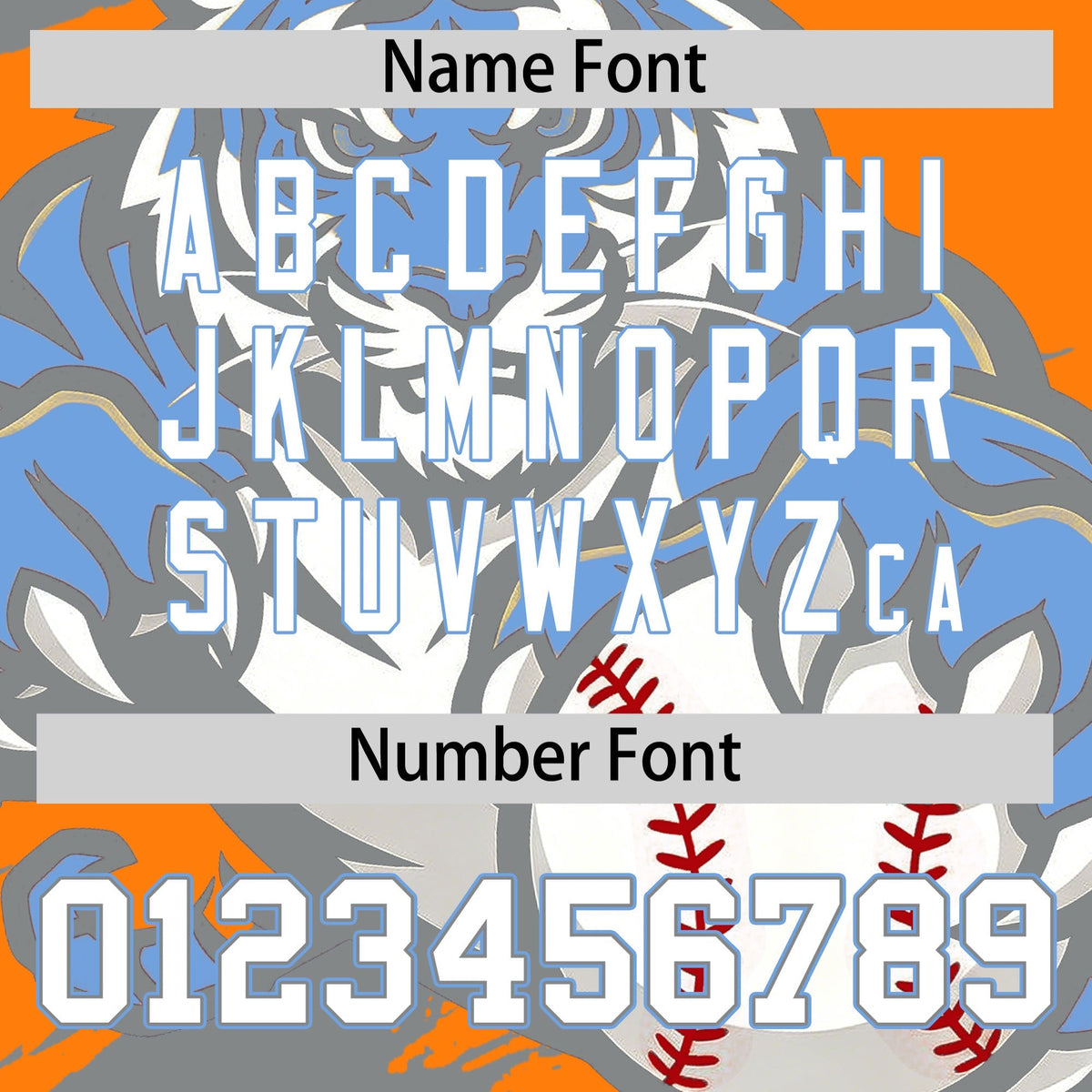 Custom Orange Silver Light Blue Full-Snap Graffiti Pattern Tiger Graffiti Jersey Baseball Jersey| KXKSHOP