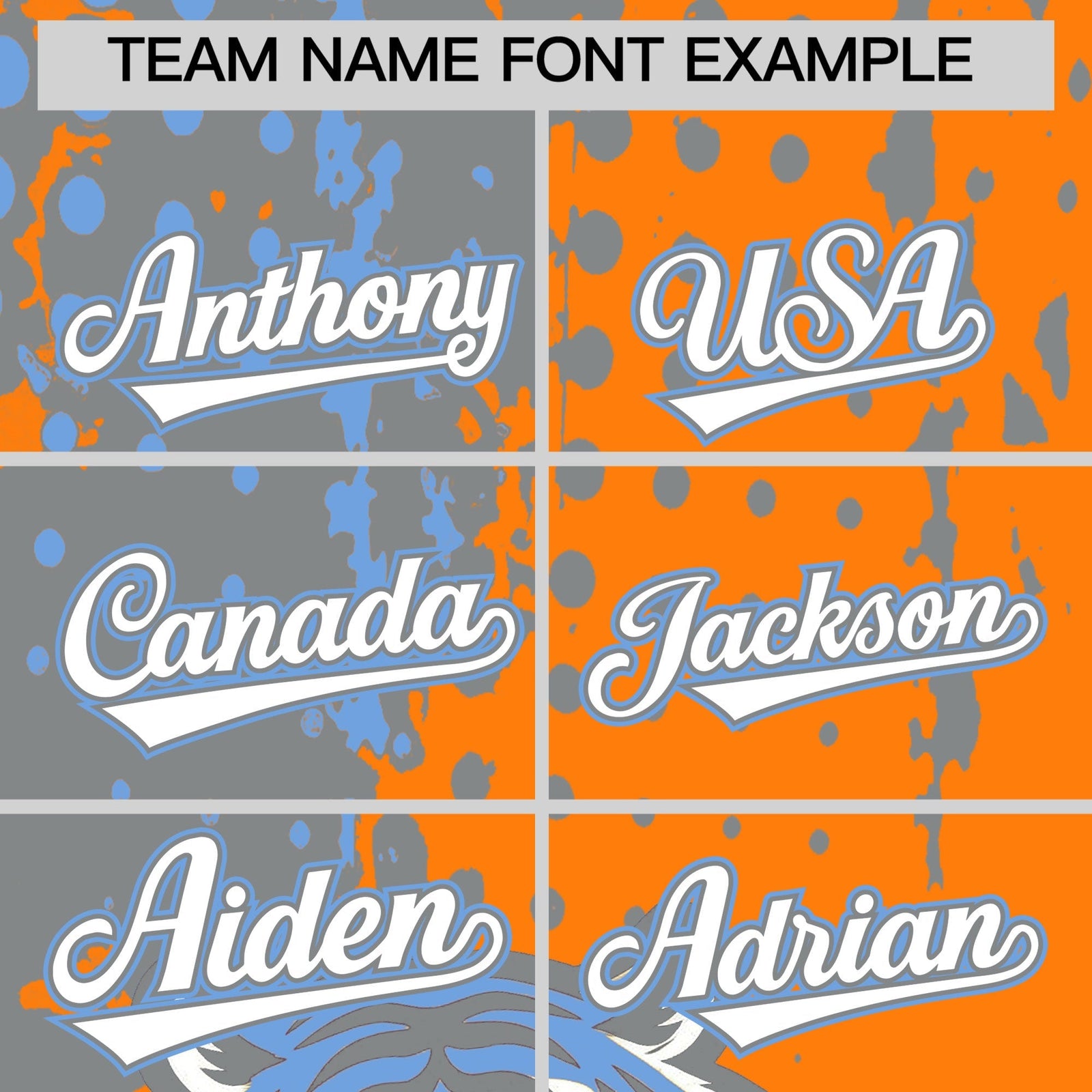 Custom Orange Silver Light Blue Full-Snap Graffiti Pattern Tiger Graffiti Jersey Baseball Jersey| KXKSHOP