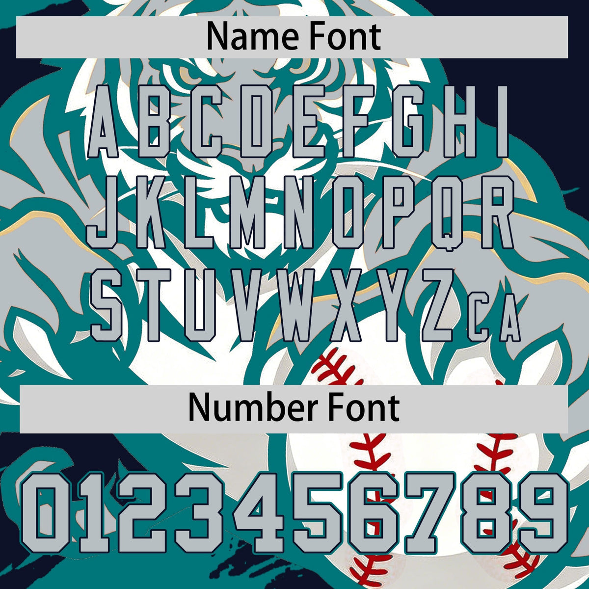 Custom Navy Teal Silver Full-Snap Graffiti Pattern Tiger Graffiti Jersey Baseball Jersey| KXKSHOP