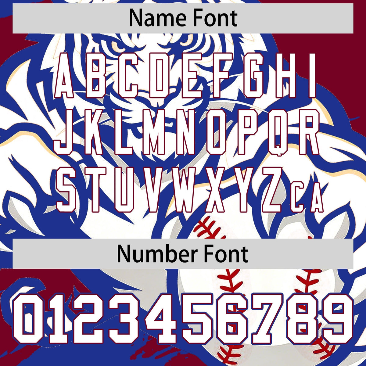 Custom Crimson Royal Blue White Full-Snap Graffiti Pattern Tiger Graffiti Jersey Baseball Jersey| KXKSHOP