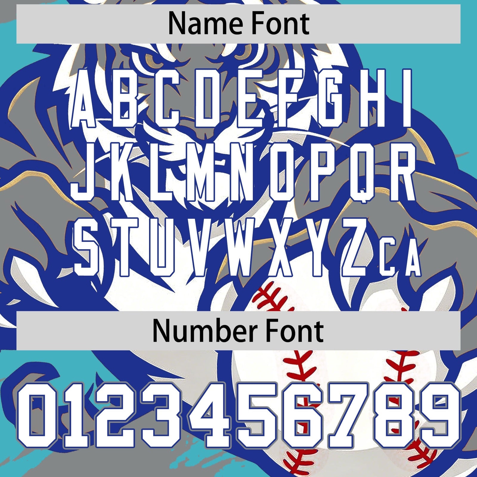 Custom Sky Blue Gray Royal Blue Full-Snap Graffiti Pattern Tiger Graffiti Jersey Baseball Jersey| KXKSHOP