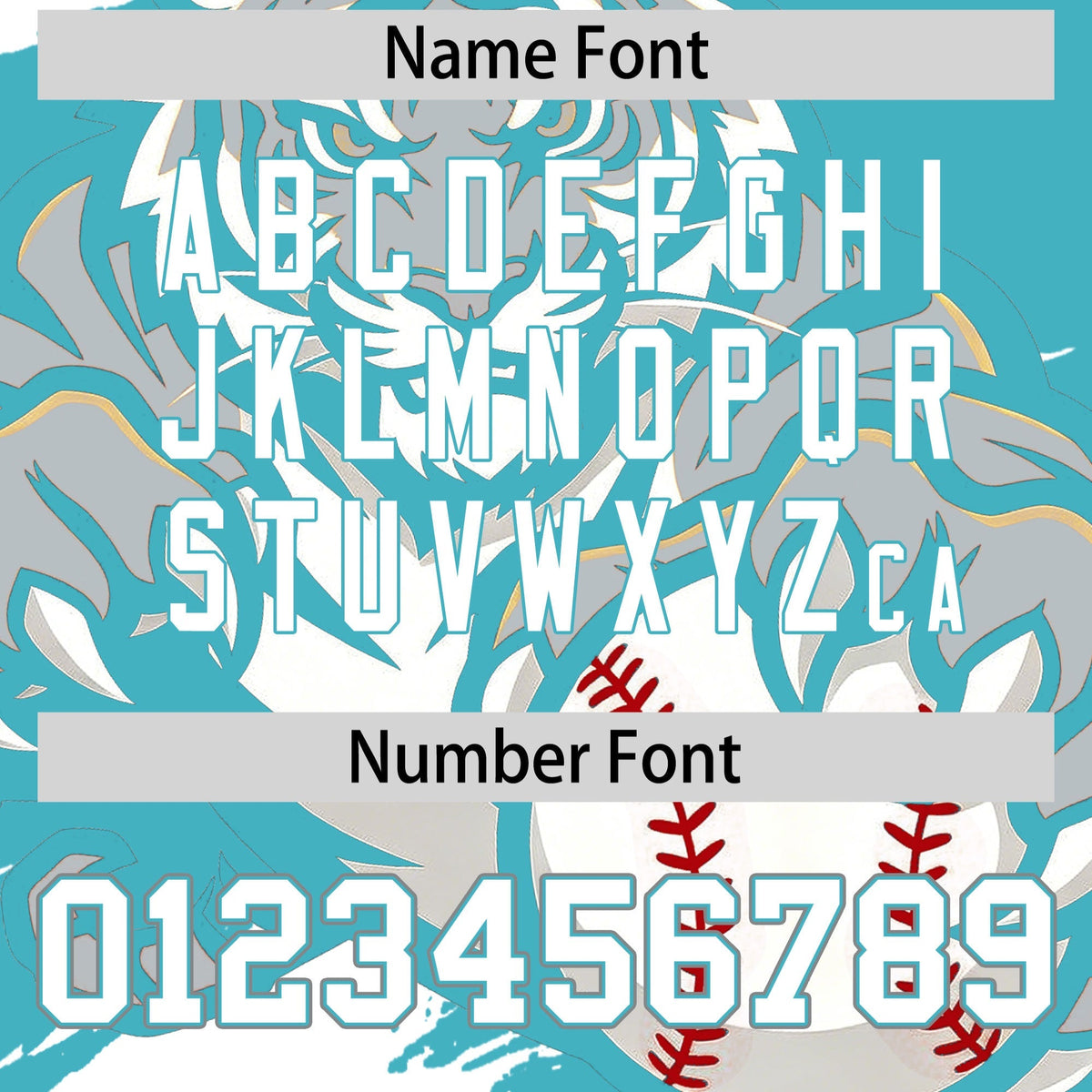 Custom Sky Blue Silver White Full-Snap Graffiti Pattern Tiger Graffiti Jersey Baseball Jersey| KXKSHOP