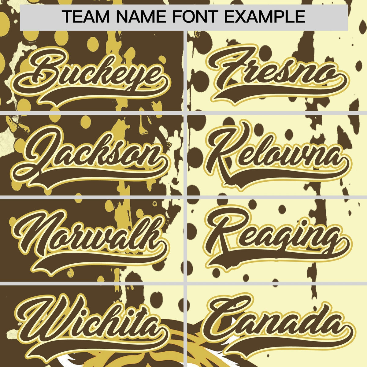 Custom Cream Light Brown Old Gold Full-Snap Graffiti Pattern Tiger Graffiti Jersey Baseball Jersey| KXKSHOP