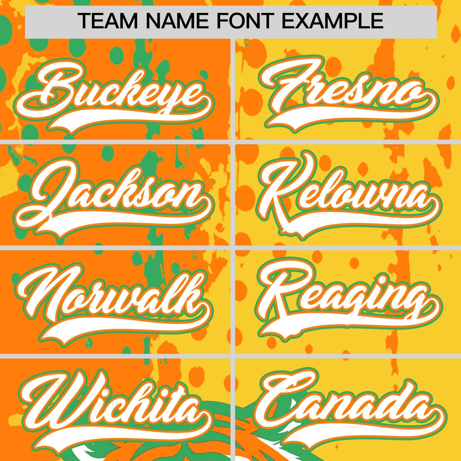 Custom Gold Orange Neon Green Full-Snap Graffiti Pattern Tiger Graffiti Jersey Baseball Jersey| KXKSHOP