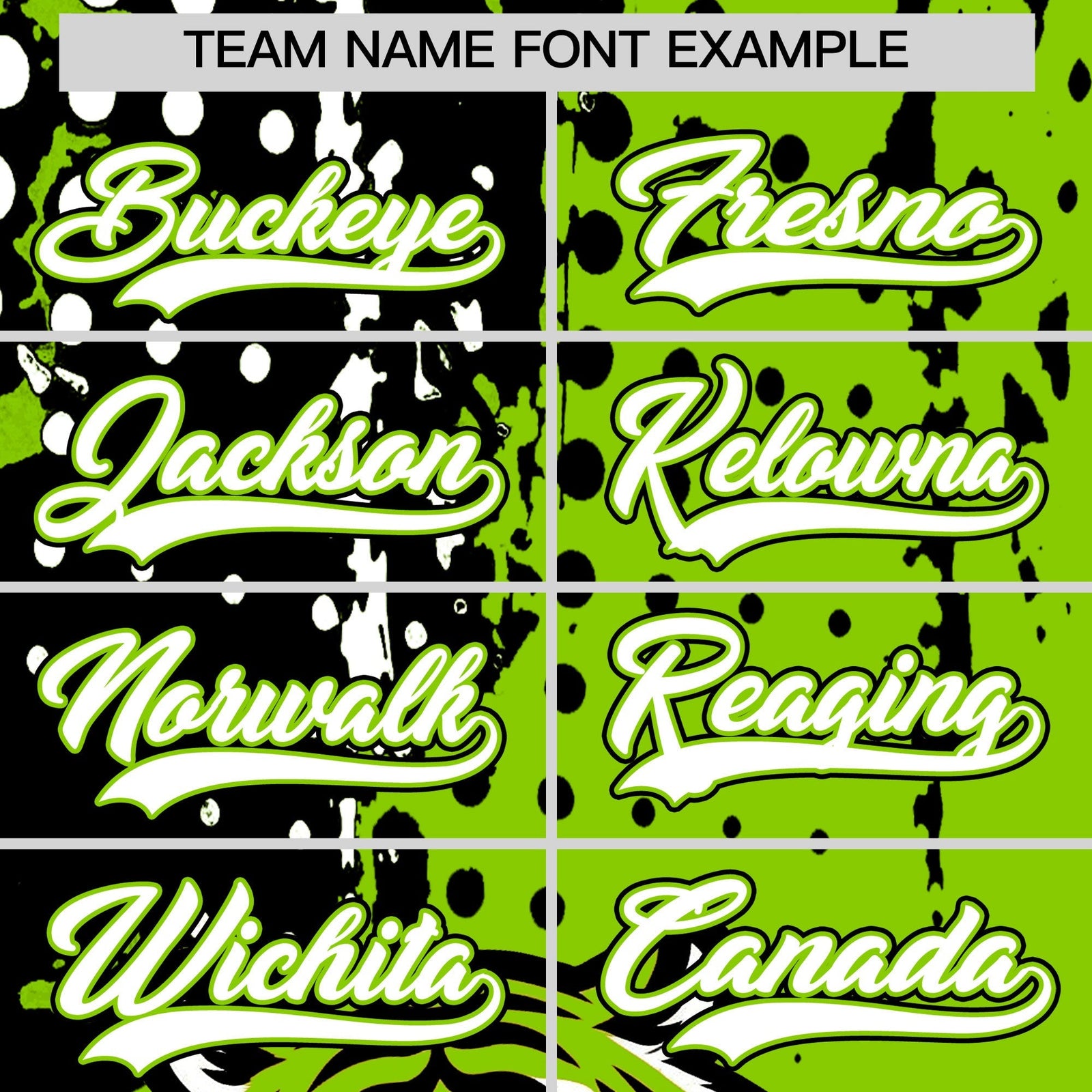 Custom Neon Green Black White Full-Snap Graffiti Pattern Tiger Graffiti Jersey Baseball Jersey| KXKSHOP