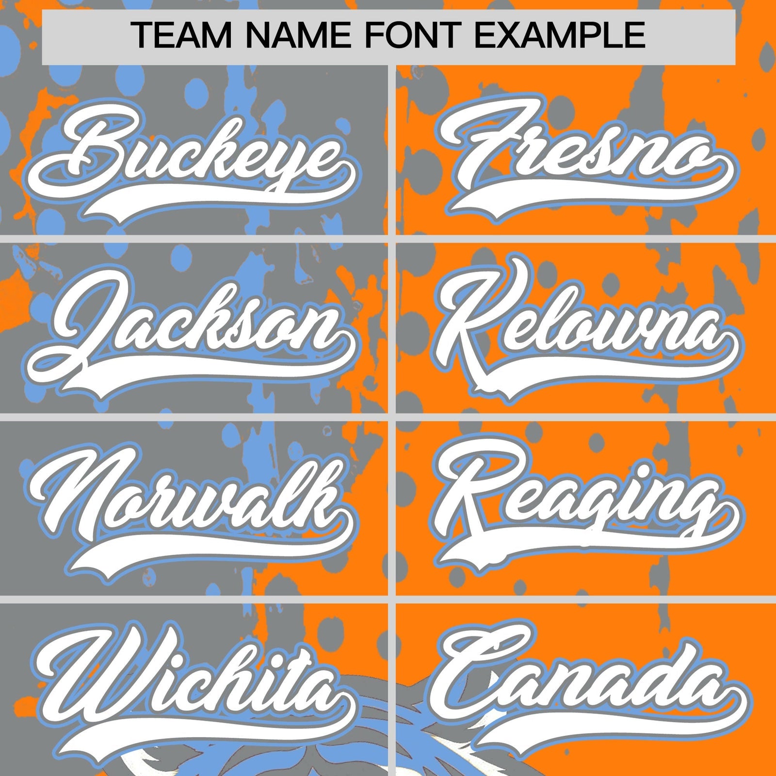 Custom Orange Silver Light Blue Full-Snap Graffiti Pattern Tiger Graffiti Jersey Baseball Jersey| KXKSHOP