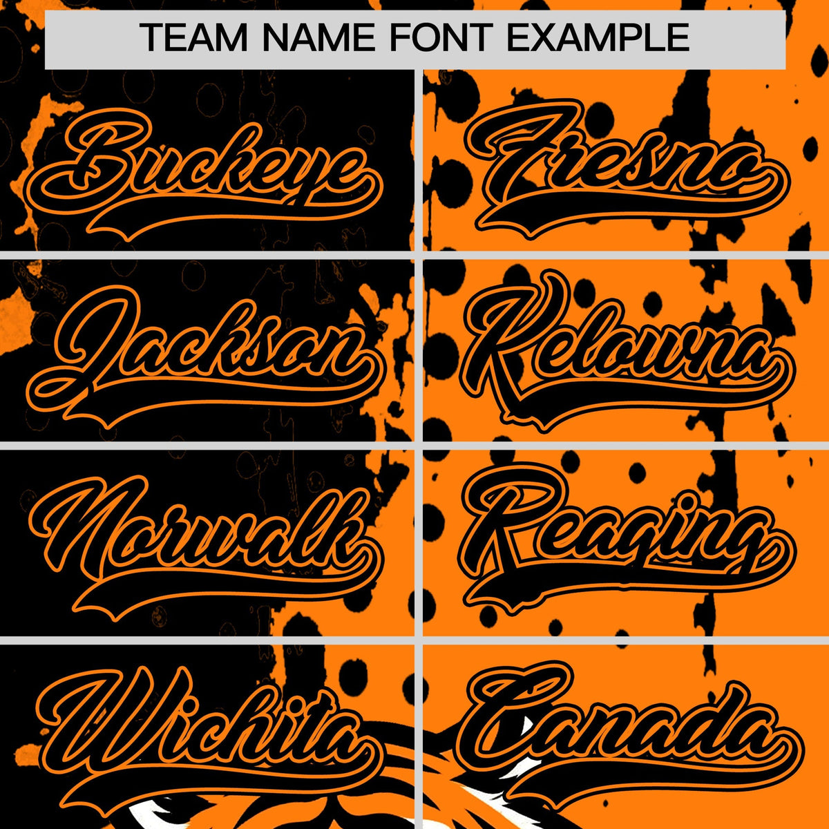 Custom Orange Black Full-Snap Graffiti Pattern Tiger Graffiti Jersey Baseball Jersey| KXKSHOP