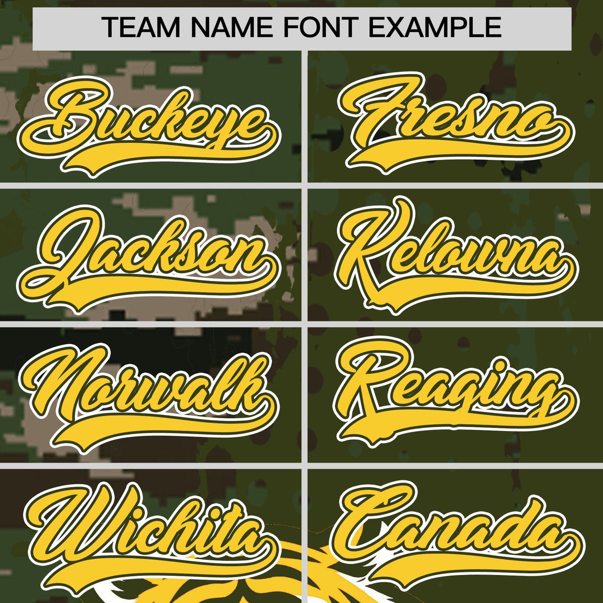 Custom Olive Camo Gold Full-Snap Graffiti Pattern Tiger Graffiti Jersey Baseball Jersey| KXKSHOP