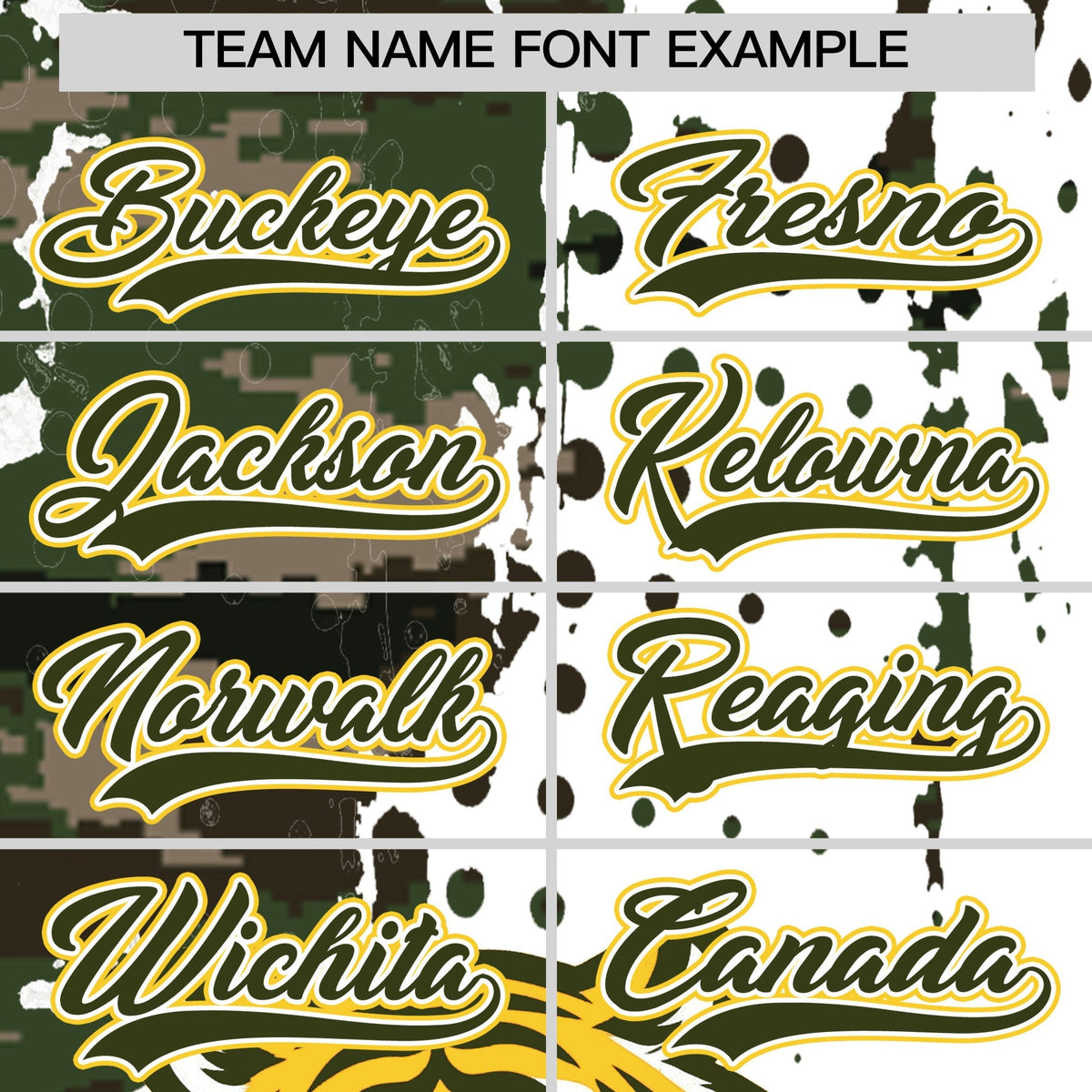Custom White Camo Olive Full-Snap Graffiti Pattern Tiger Graffiti Jersey Baseball Jersey| KXKSHOP