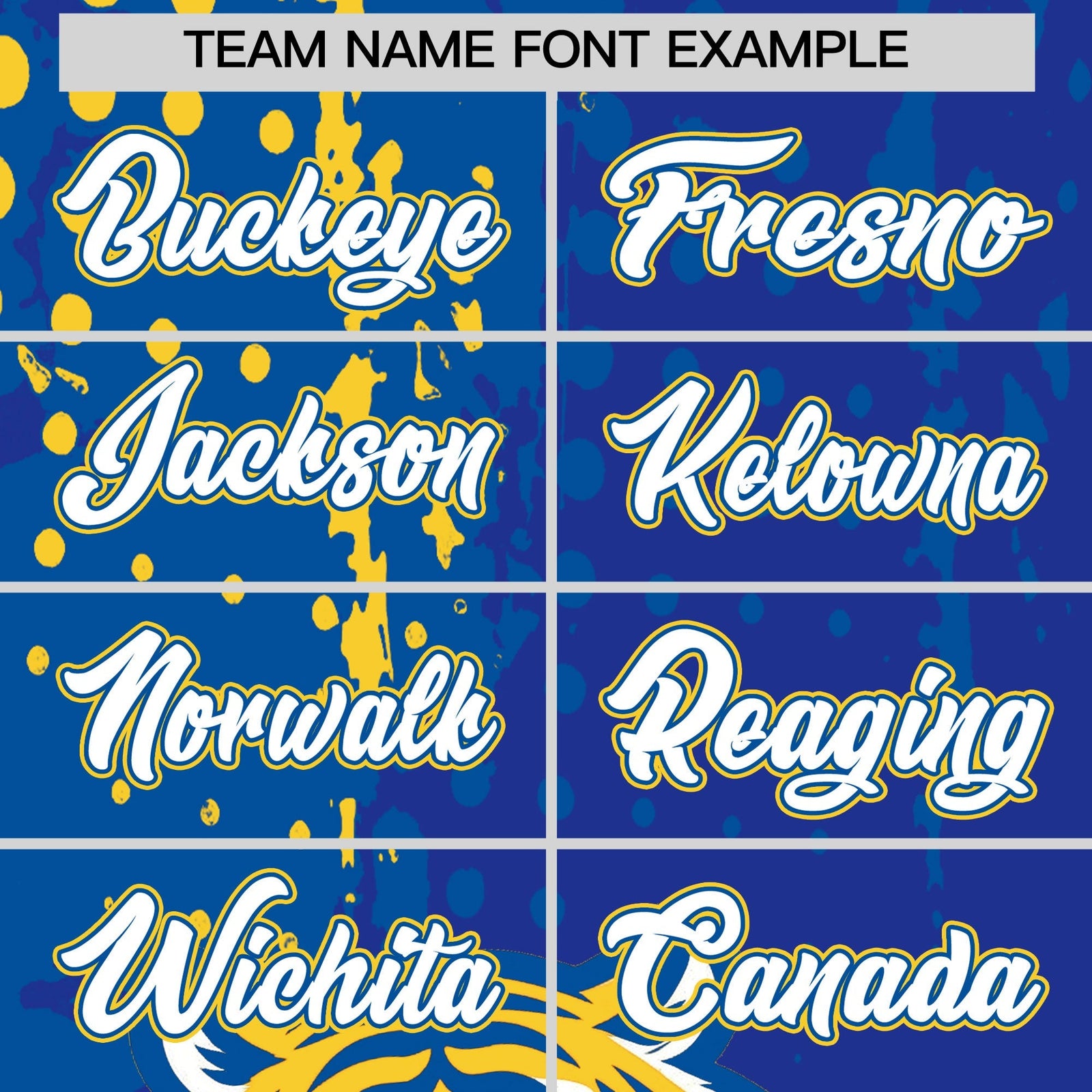 Custom Royal Blue Royal Gold Full-Snap Graffiti Pattern Tiger Graffiti Jersey Baseball Jersey| KXKSHOP