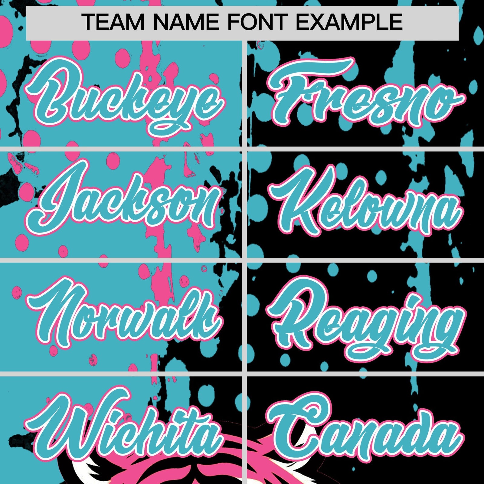 Custom Black Aqua Pink Full-Snap Graffiti Pattern Tiger Graffiti Jersey Baseball Jersey| KXKSHOP