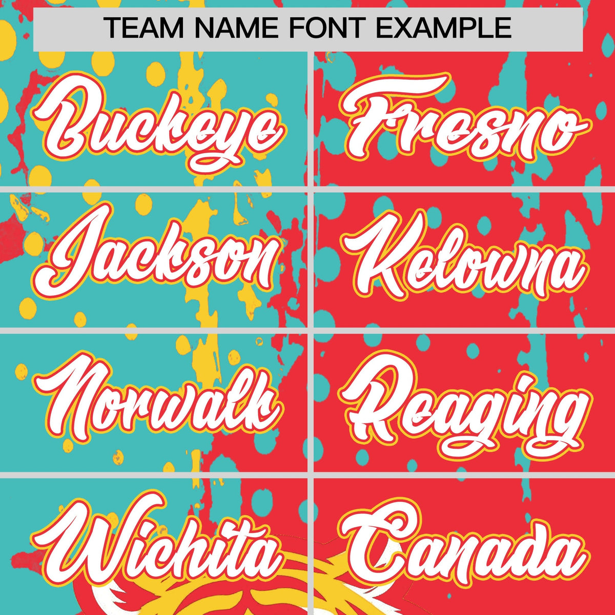 Custom Light Red Teal Gold Full-Snap Graffiti Pattern Tiger Graffiti Jersey Baseball Jersey| KXKSHOP