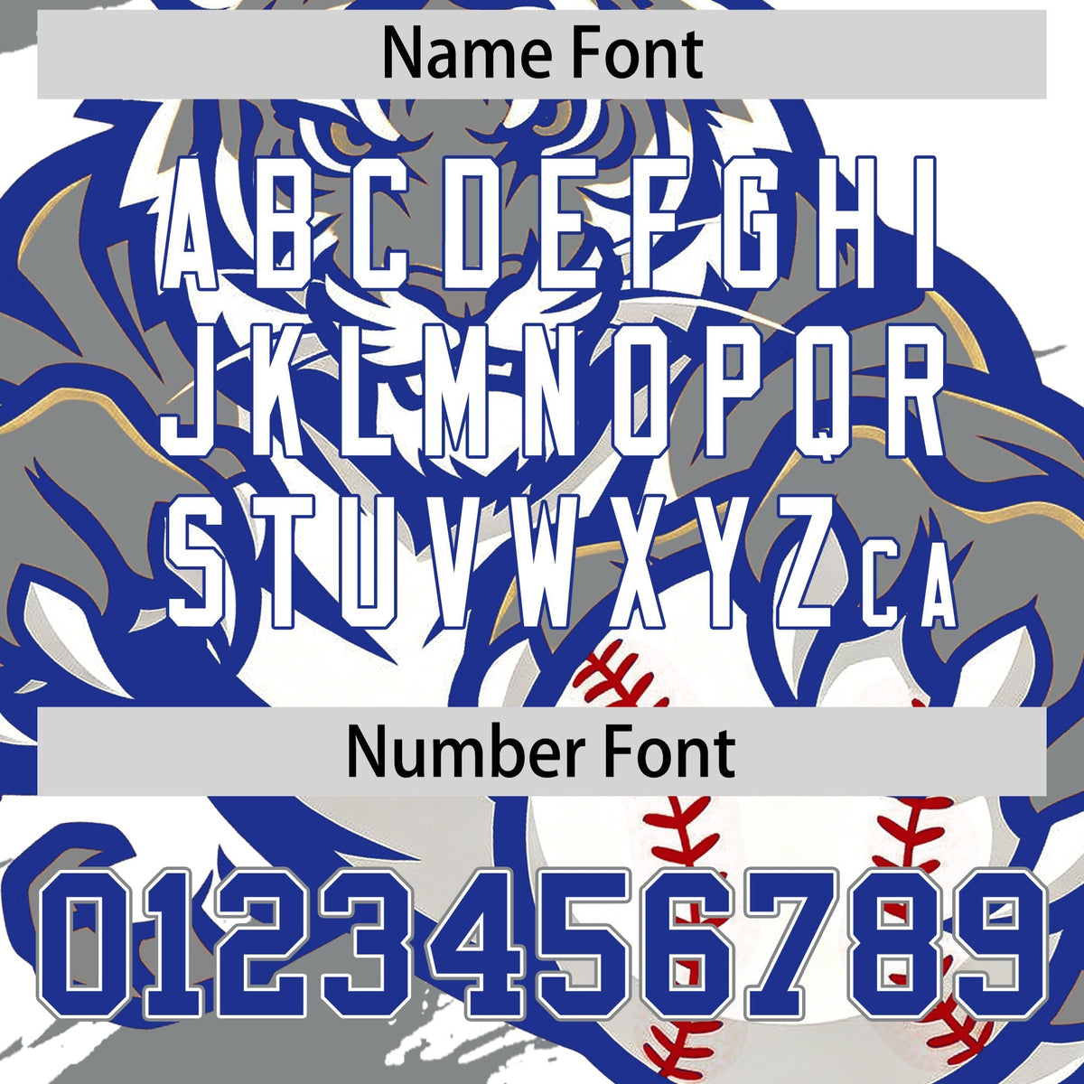 Custom White Gray Royal Blue Full-Snap Graffiti Pattern Tiger Graffiti Jersey Baseball Jersey| KXKSHOP