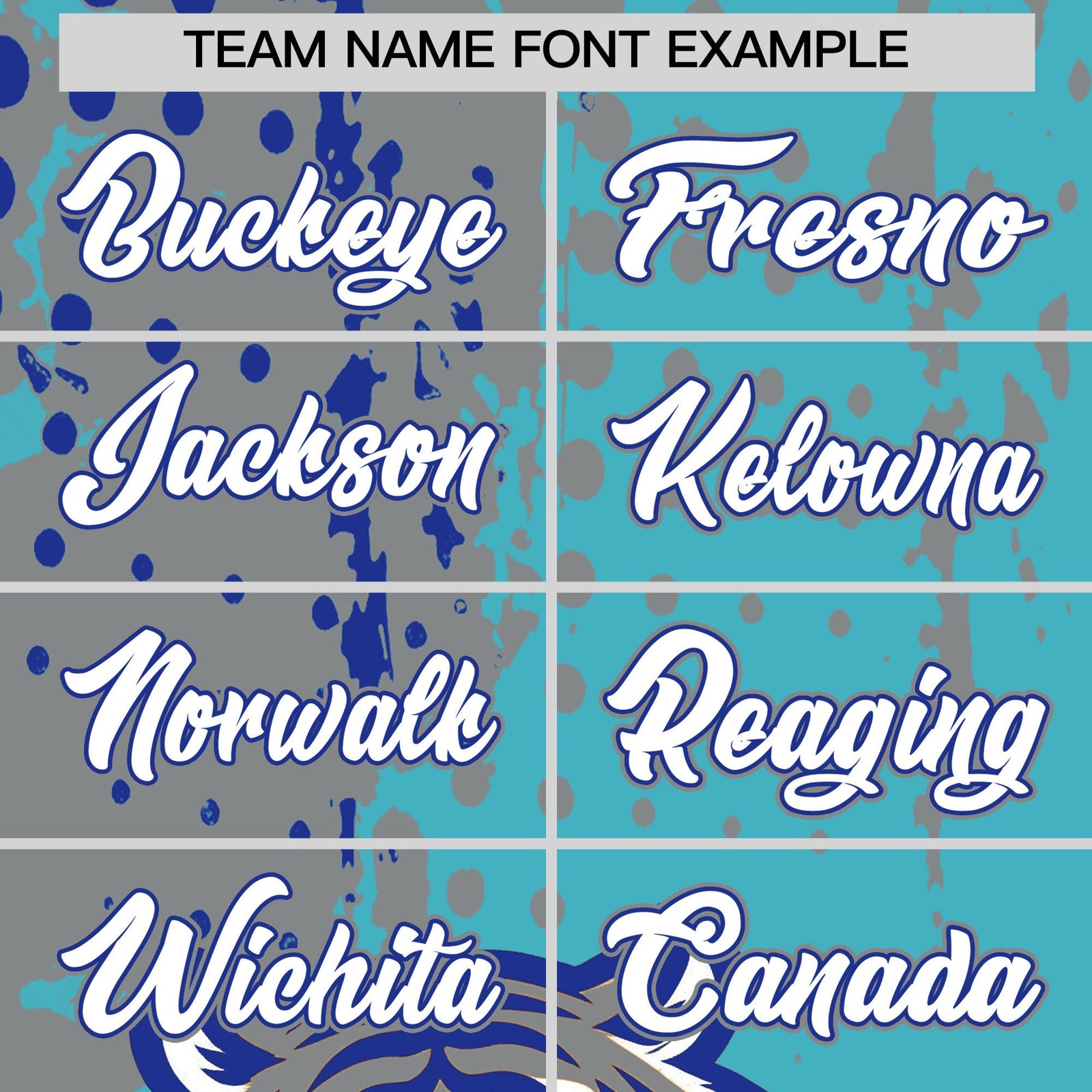 Custom Sky Blue Gray Royal Blue Full-Snap Graffiti Pattern Tiger Graffiti Jersey Baseball Jersey| KXKSHOP