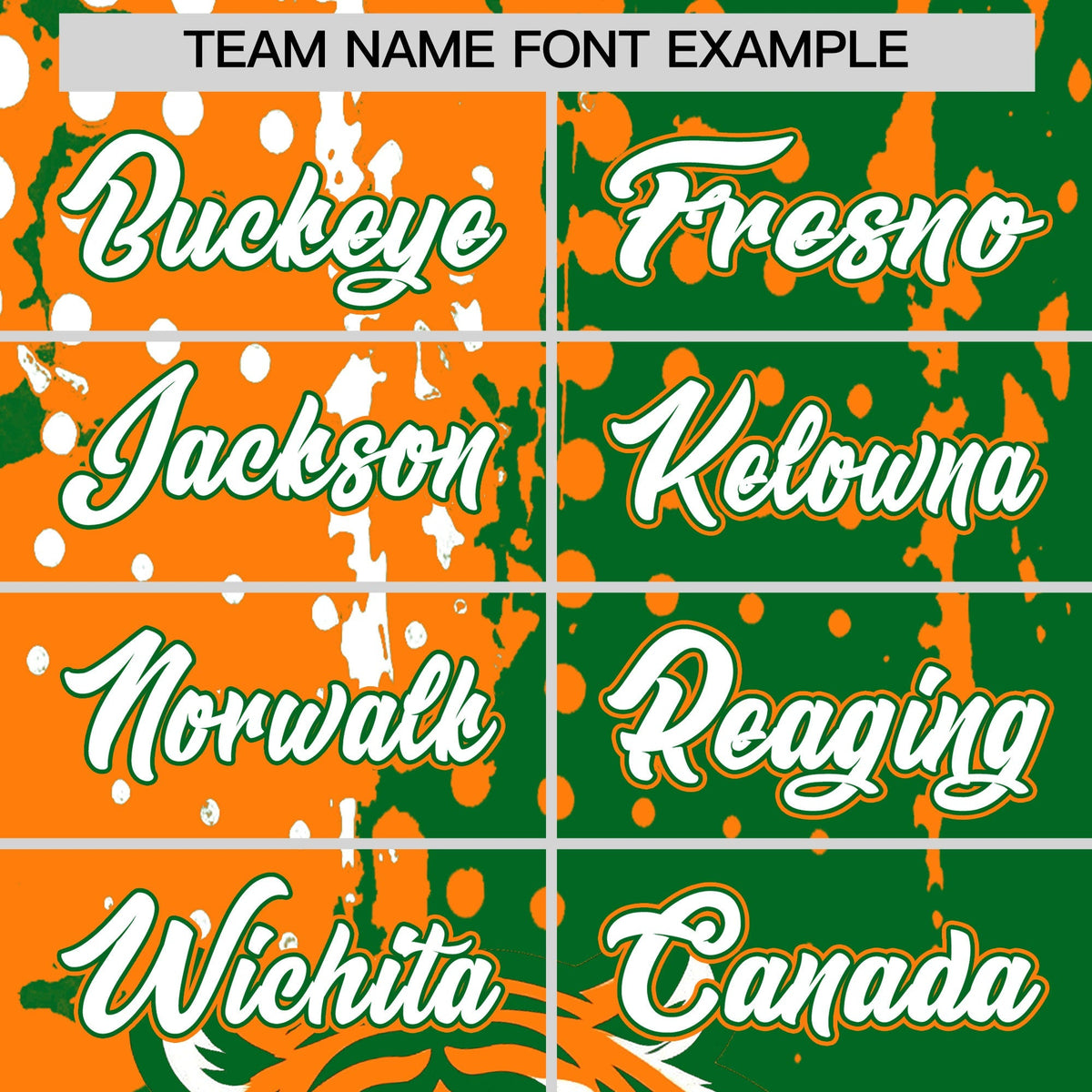 Custom Kelly Green Orange White Full-Snap Graffiti Pattern Tiger Graffiti Jersey Baseball Jersey| KXKSHOP