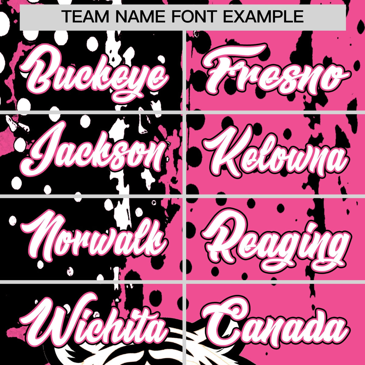 Custom Pink Black White Full-Snap Graffiti Pattern Tiger Graffiti Jersey Baseball Jersey| KXKSHOP