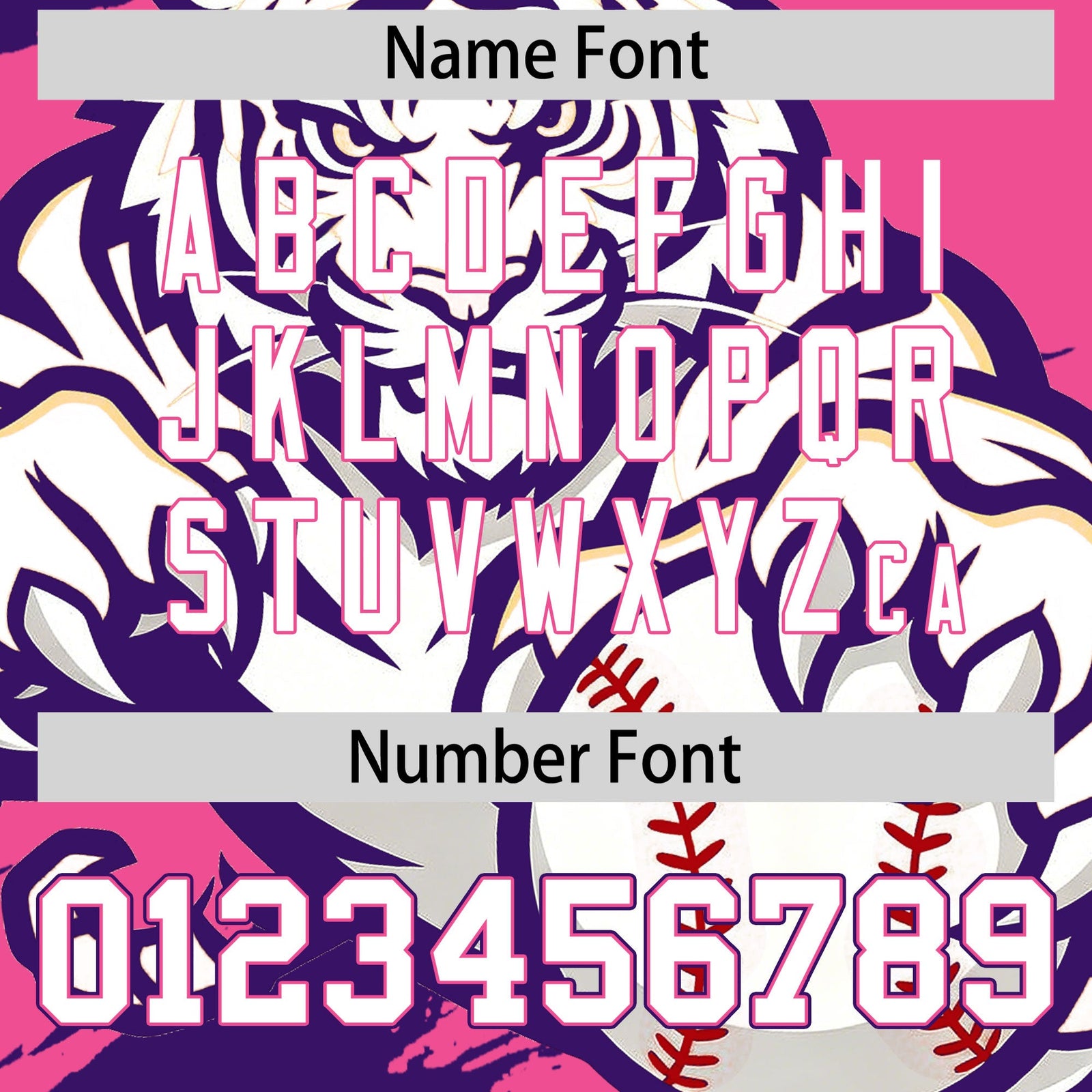 Custom Pink Purple White Full-Snap Graffiti Pattern Tiger Graffiti Jersey Baseball Jersey| KXKSHOP
