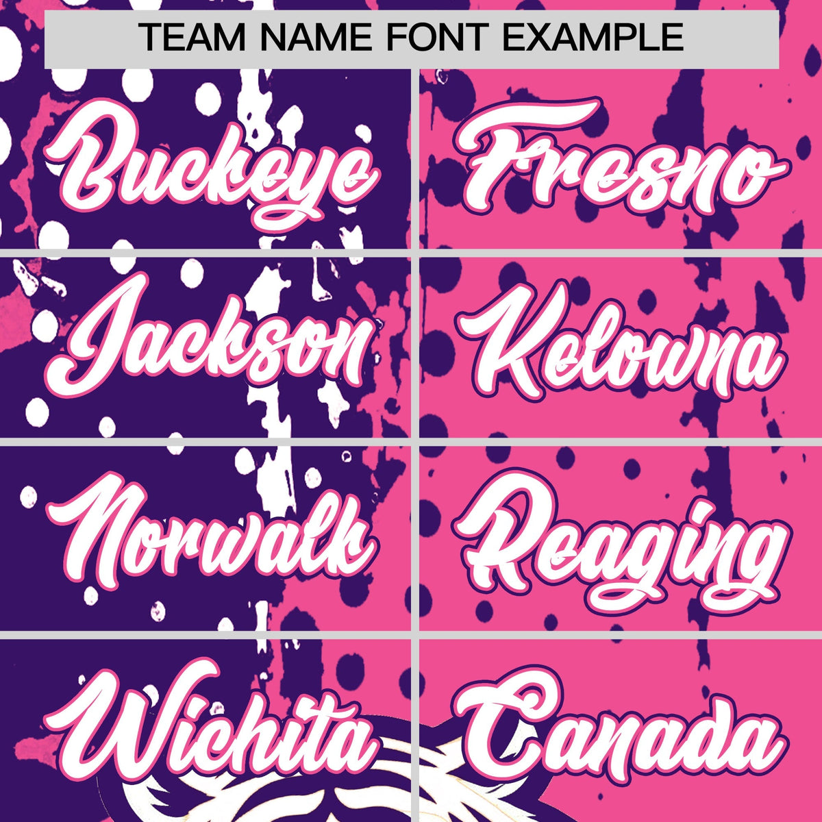 Custom Pink Purple White Full-Snap Graffiti Pattern Tiger Graffiti Jersey Baseball Jersey| KXKSHOP