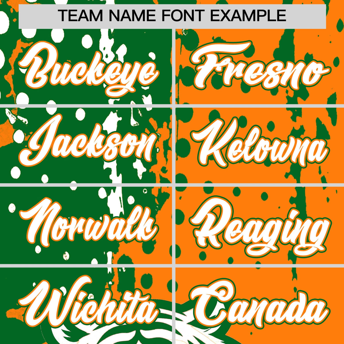 Custom Orange Kelly Green White Full-Snap Graffiti Pattern Tiger Graffiti Jersey Baseball Jersey| KXKSHOP