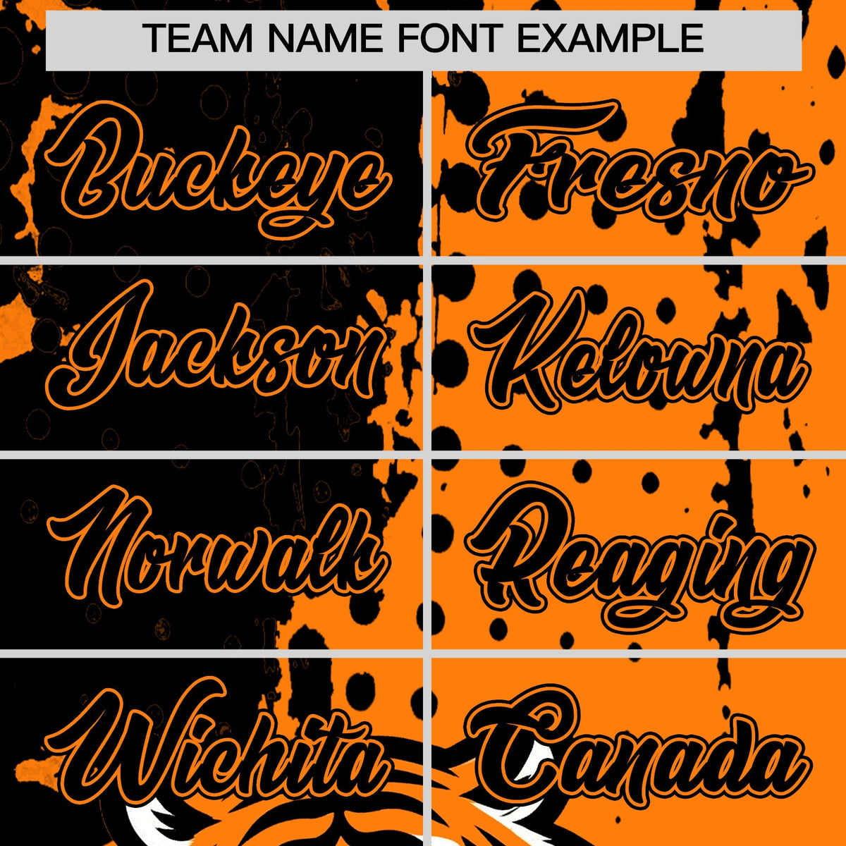 Custom Orange Black Full-Snap Graffiti Pattern Tiger Graffiti Jersey Baseball Jersey| KXKSHOP