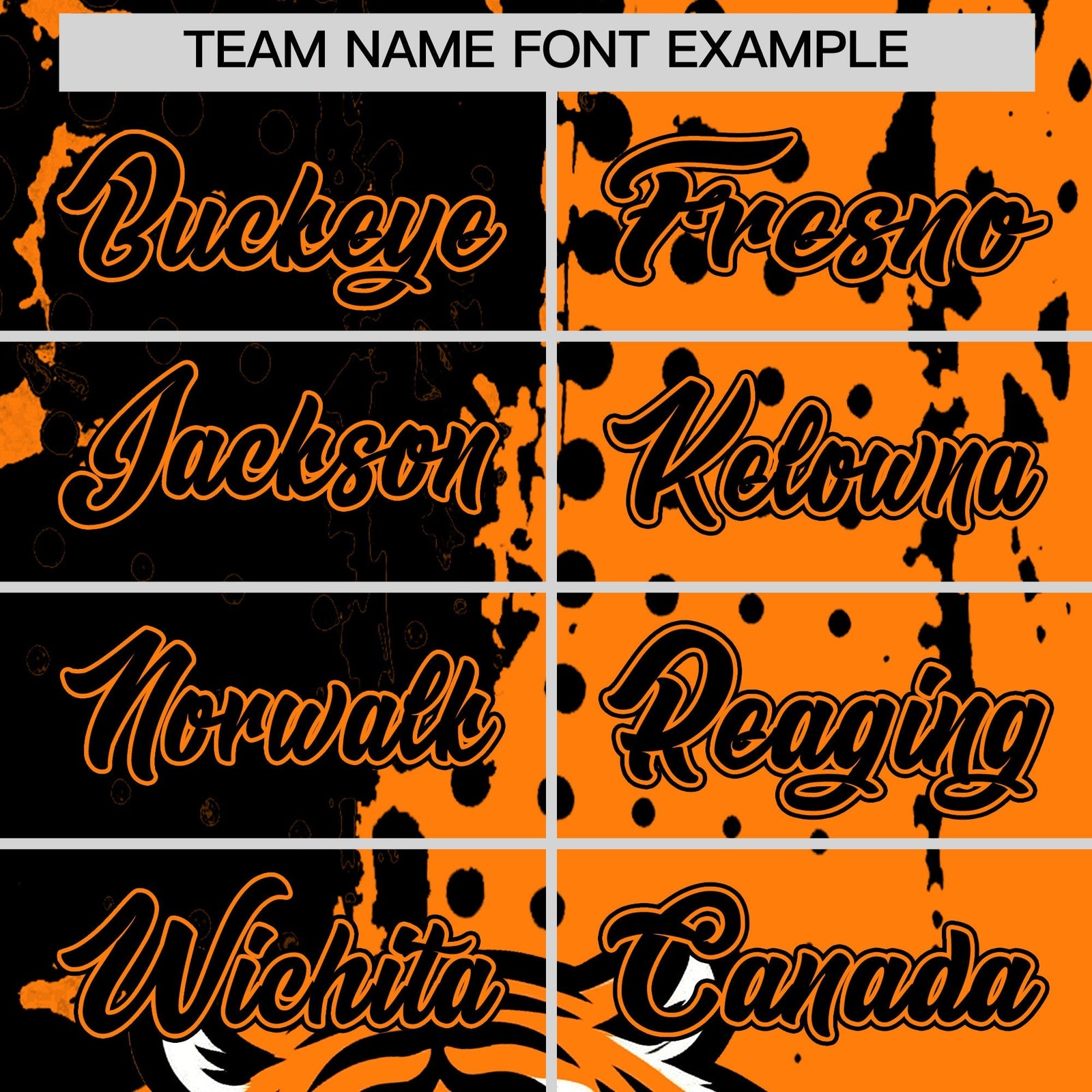 Custom Orange Black Full-Snap Graffiti Pattern Tiger Graffiti Jersey Baseball Jersey| KXKSHOP