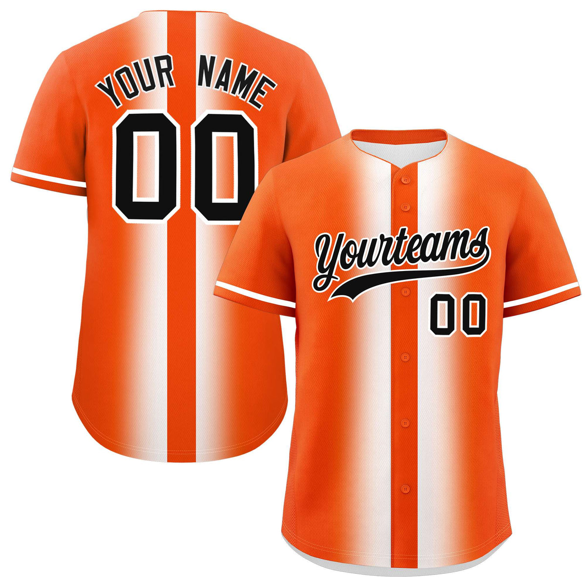 Custom Orange White Lapel Gradient Fashion Authentic Baseball Jersey