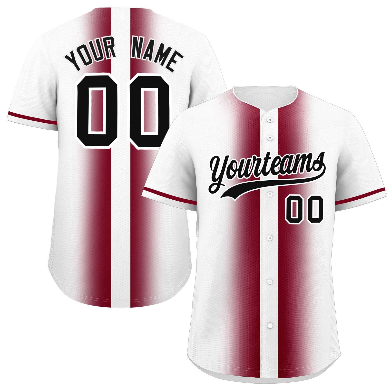 Custom White Crimson Lapel Gradient Fashion Authentic Baseball Jersey
