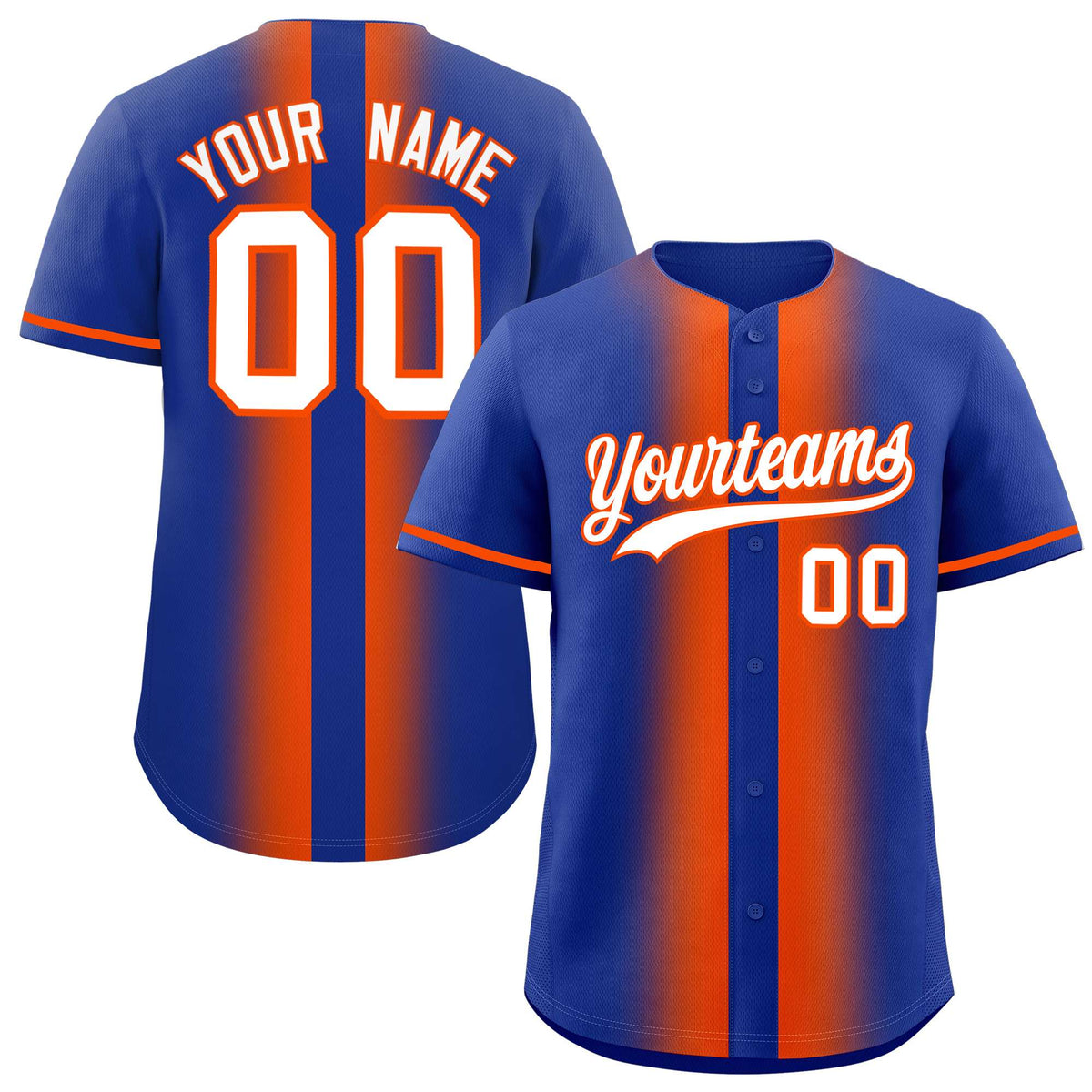 Custom Royal Orange Lapel Gradient Fashion Authentic Baseball Jersey
