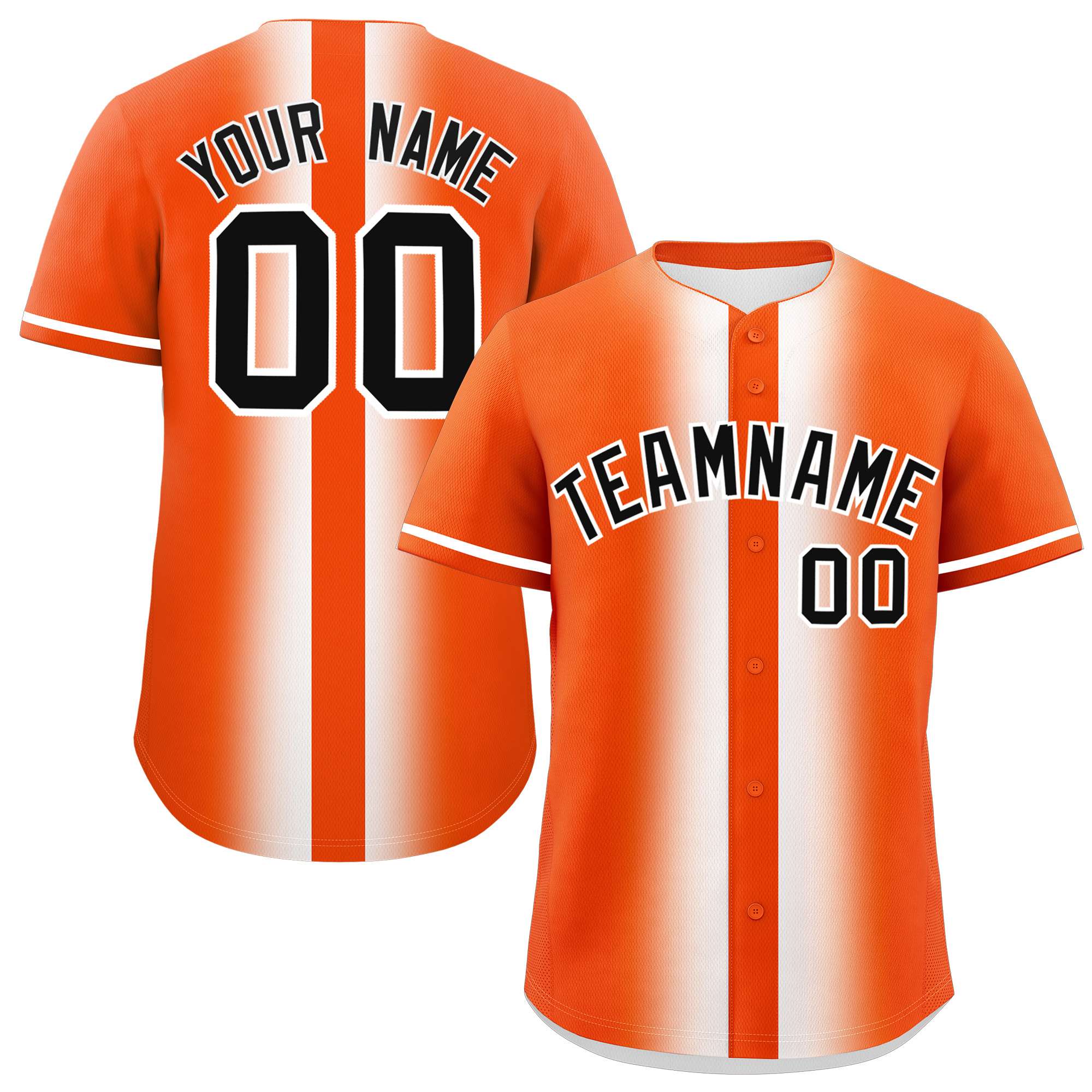 Custom Orange White Lapel Gradient Fashion Authentic Baseball Jersey